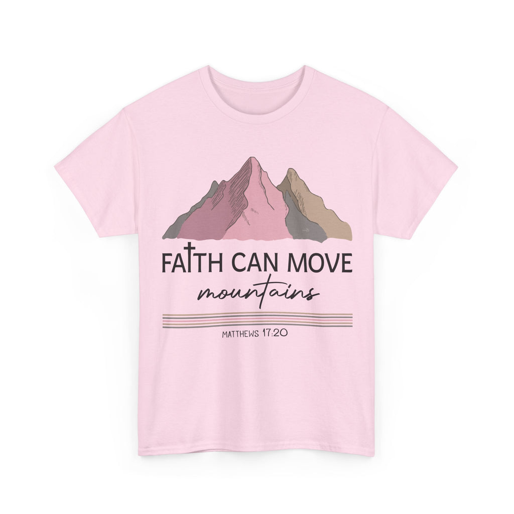 Faith Can Move Mountains Mountain Tee — Pastel Inspirational Christian Unisex Cotton T-Shirt
