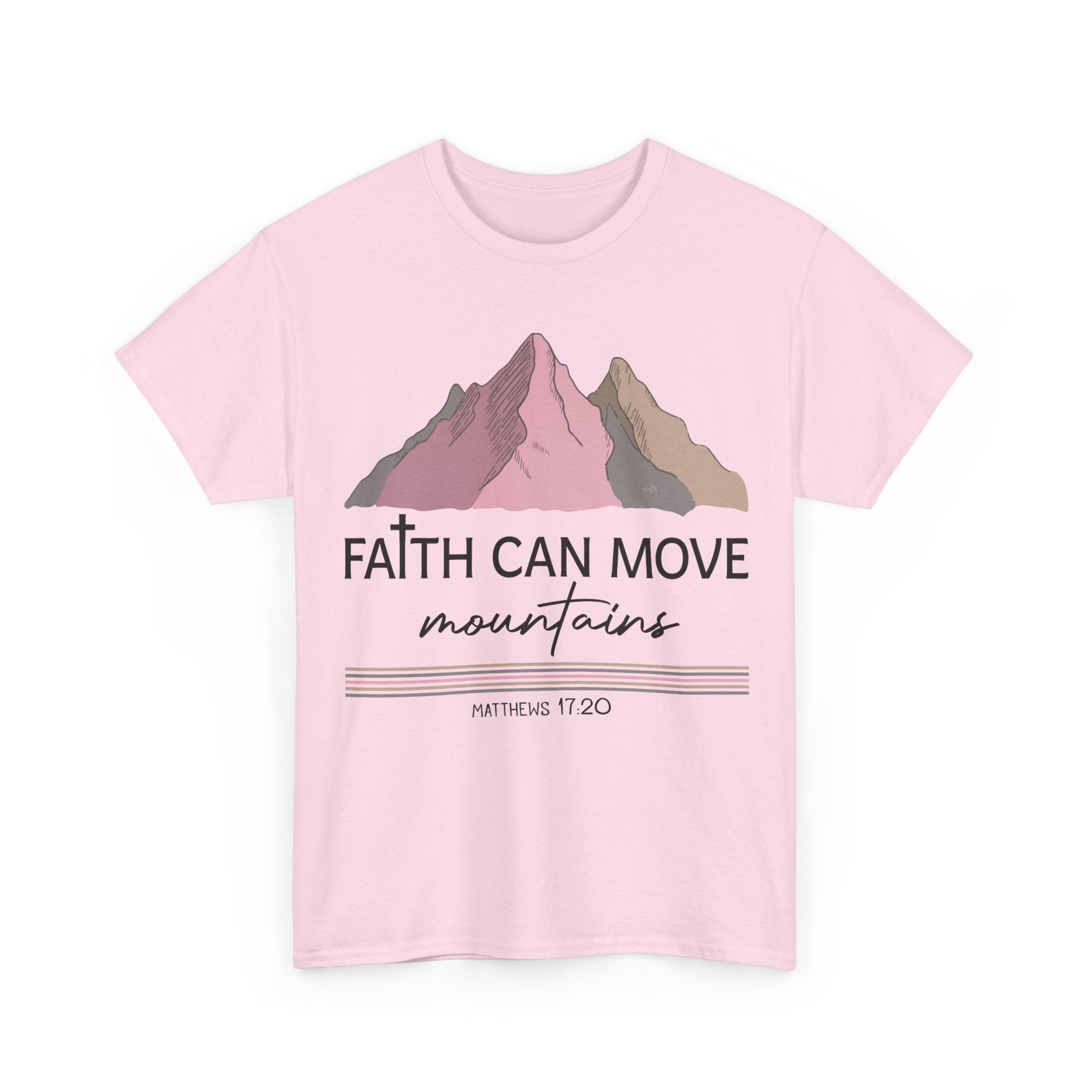 Faith Can Move Mountains Mountain Tee — Pastel Inspirational Christian Unisex Cotton T-Shirt