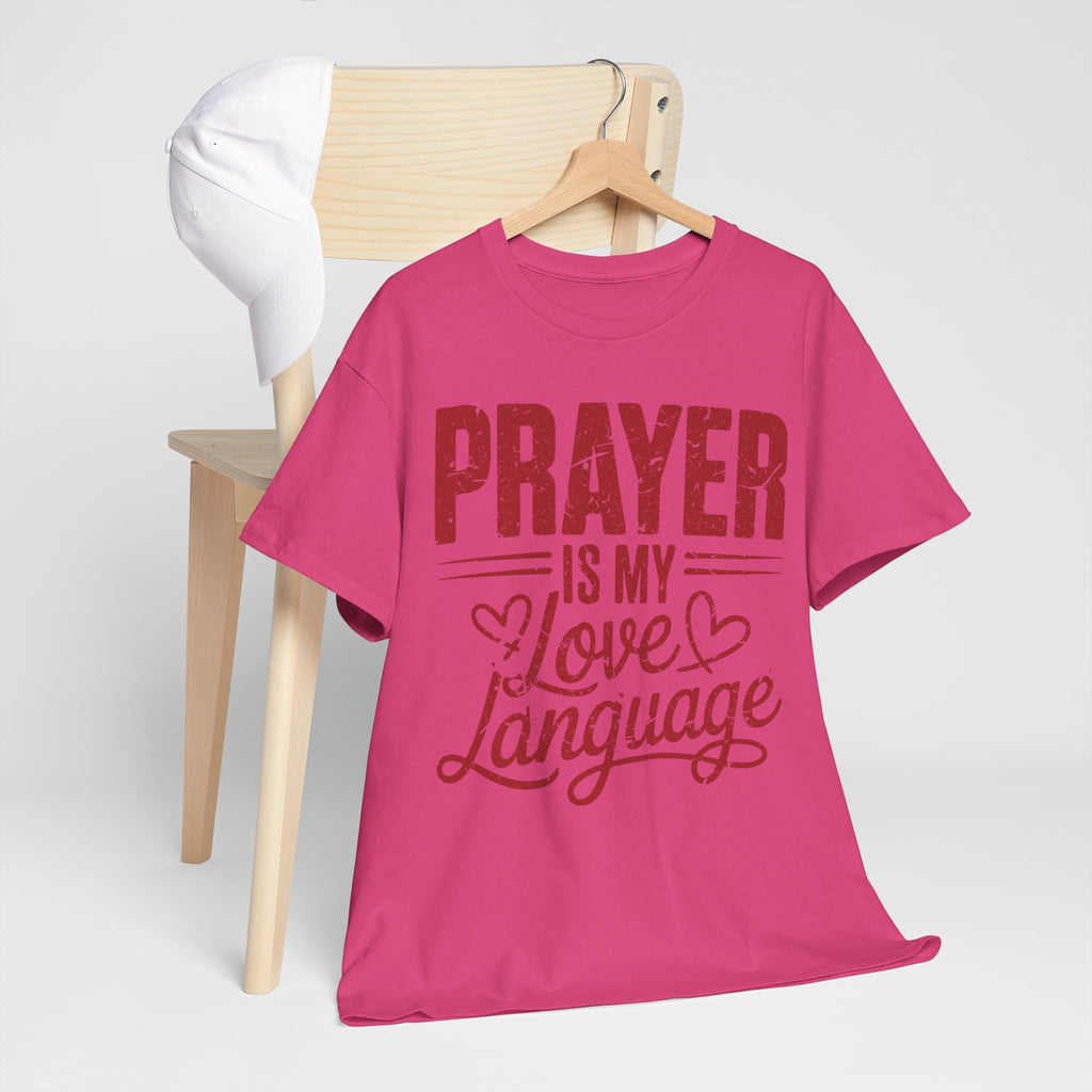 Prayer Is My Love Language T-Shirt — Faith-Inspired Red Hearts Unisex Cotton Tee