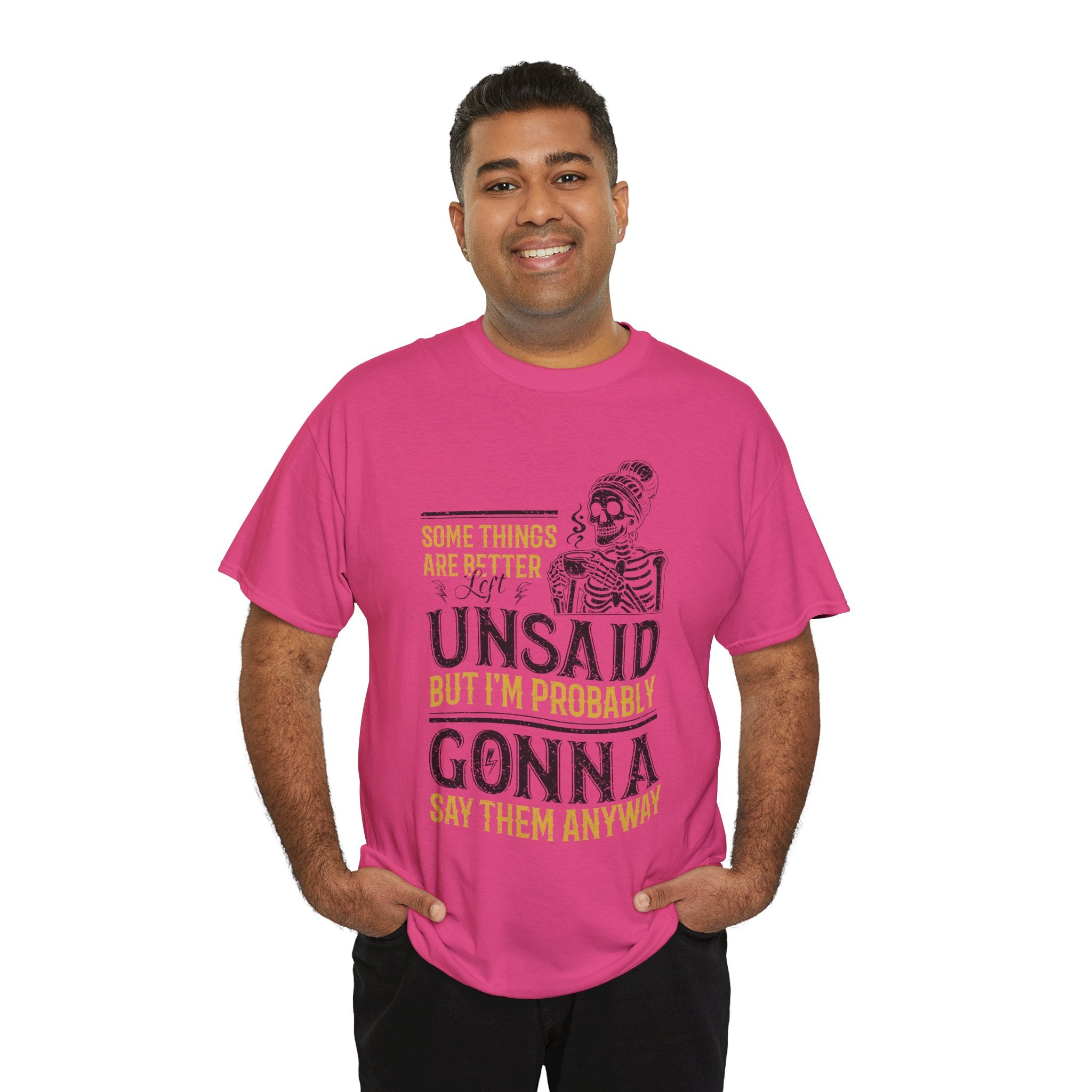 Distressed Yellow "Some Things Are Better Left Unsaid"Unisex Cotton Tee