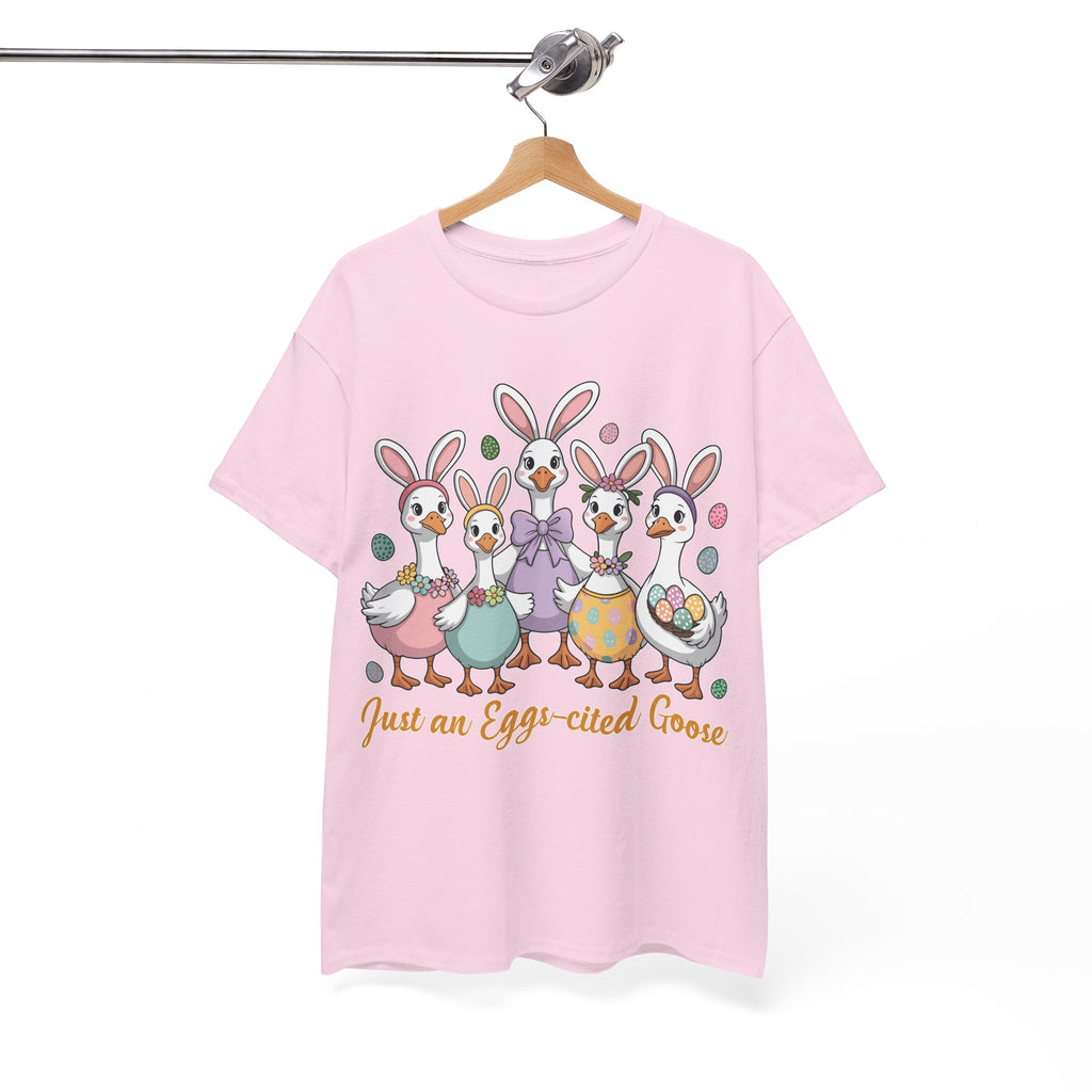 Just an Eggs-cited Goose Easter Tee — Funny Geese in Bunny Ears Unisex Cotton Tee
