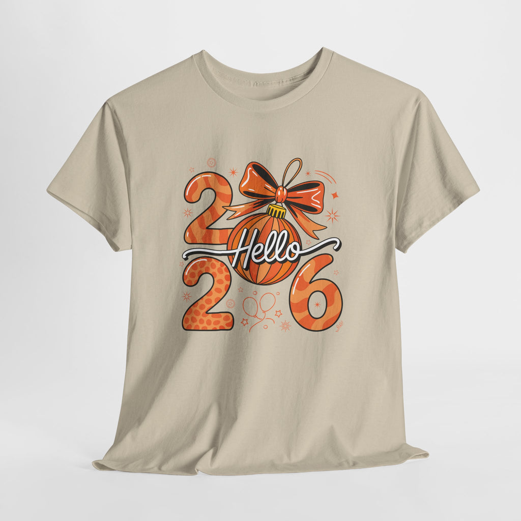 Hello 2026 Christmas Ornament Tee — Festive Orange Holiday Unisex Cotton T-Shirt