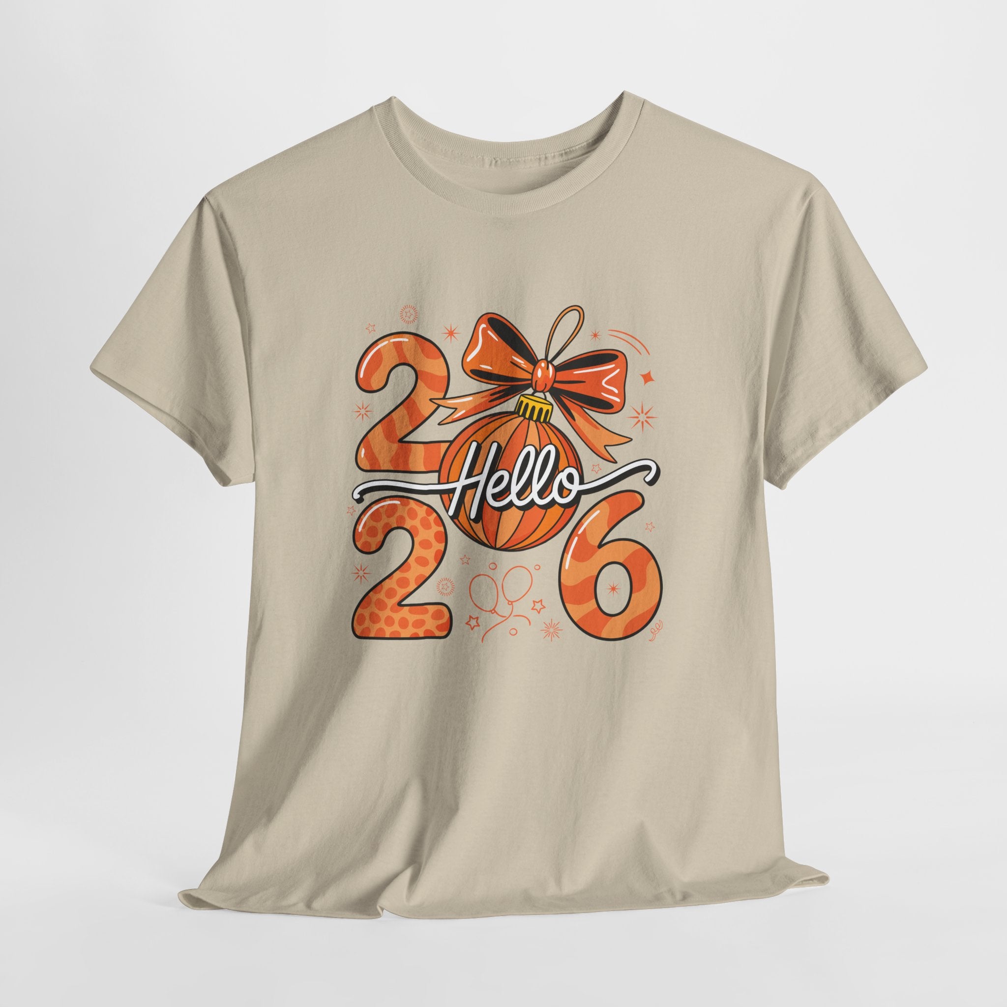 Hello 2026 Christmas Ornament Tee — Festive Orange Holiday Unisex Cotton T-Shirt