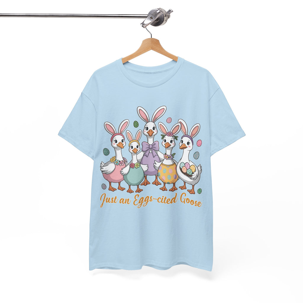 Just an Eggs-cited Goose Easter Tee — Funny Geese in Bunny Ears Unisex Cotton Tee