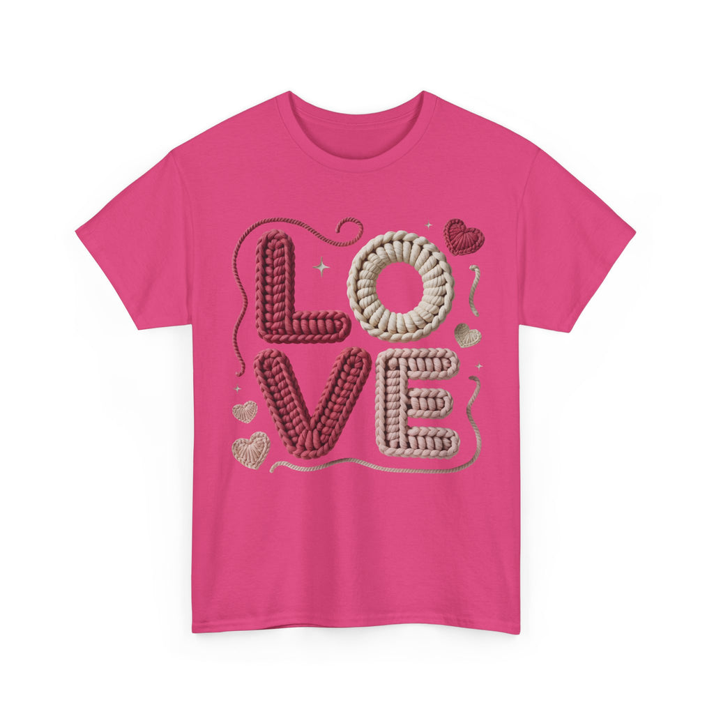 LOVE Faux Yarn Heart Unisex Cotton Tee