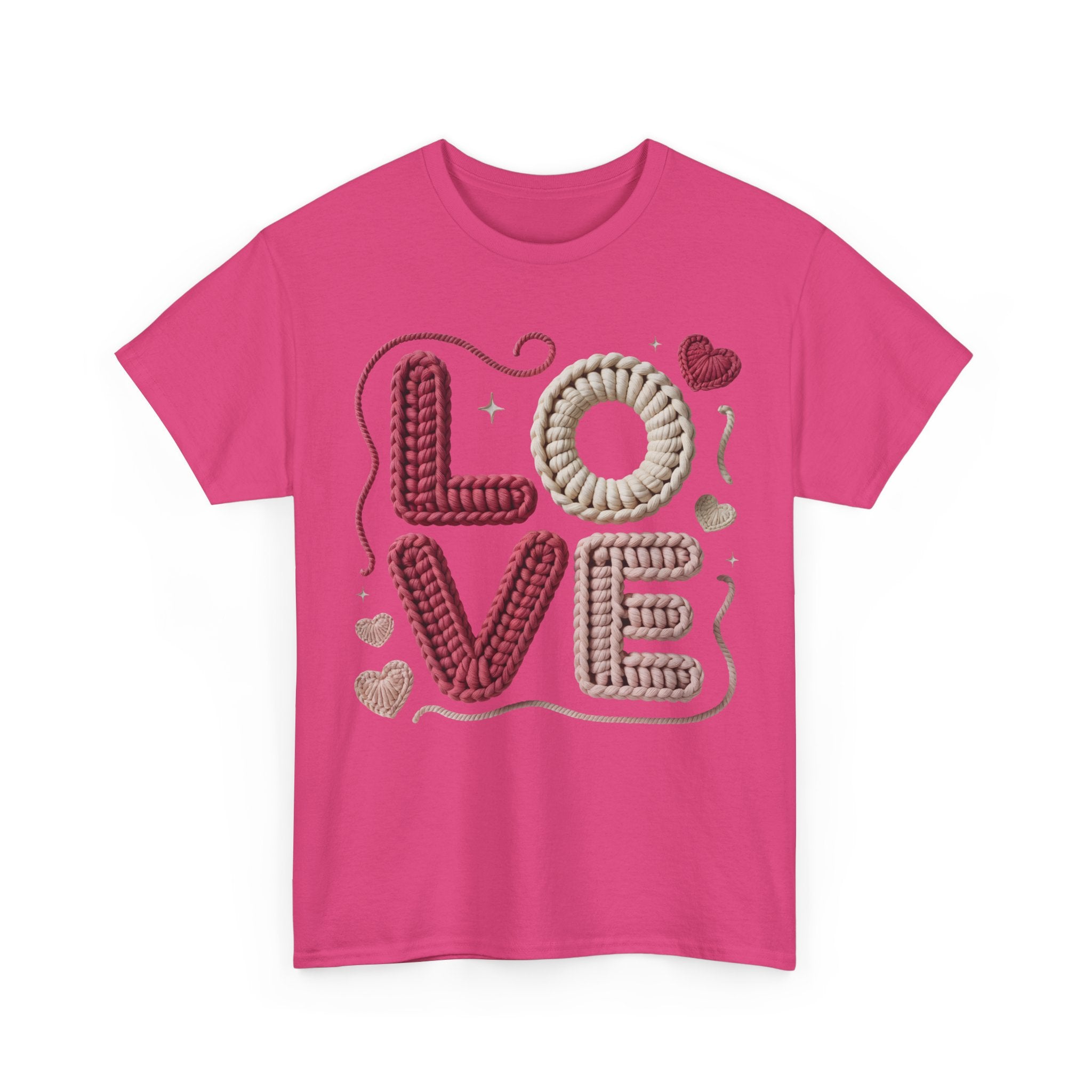 LOVE Faux Yarn Heart Unisex Cotton Tee