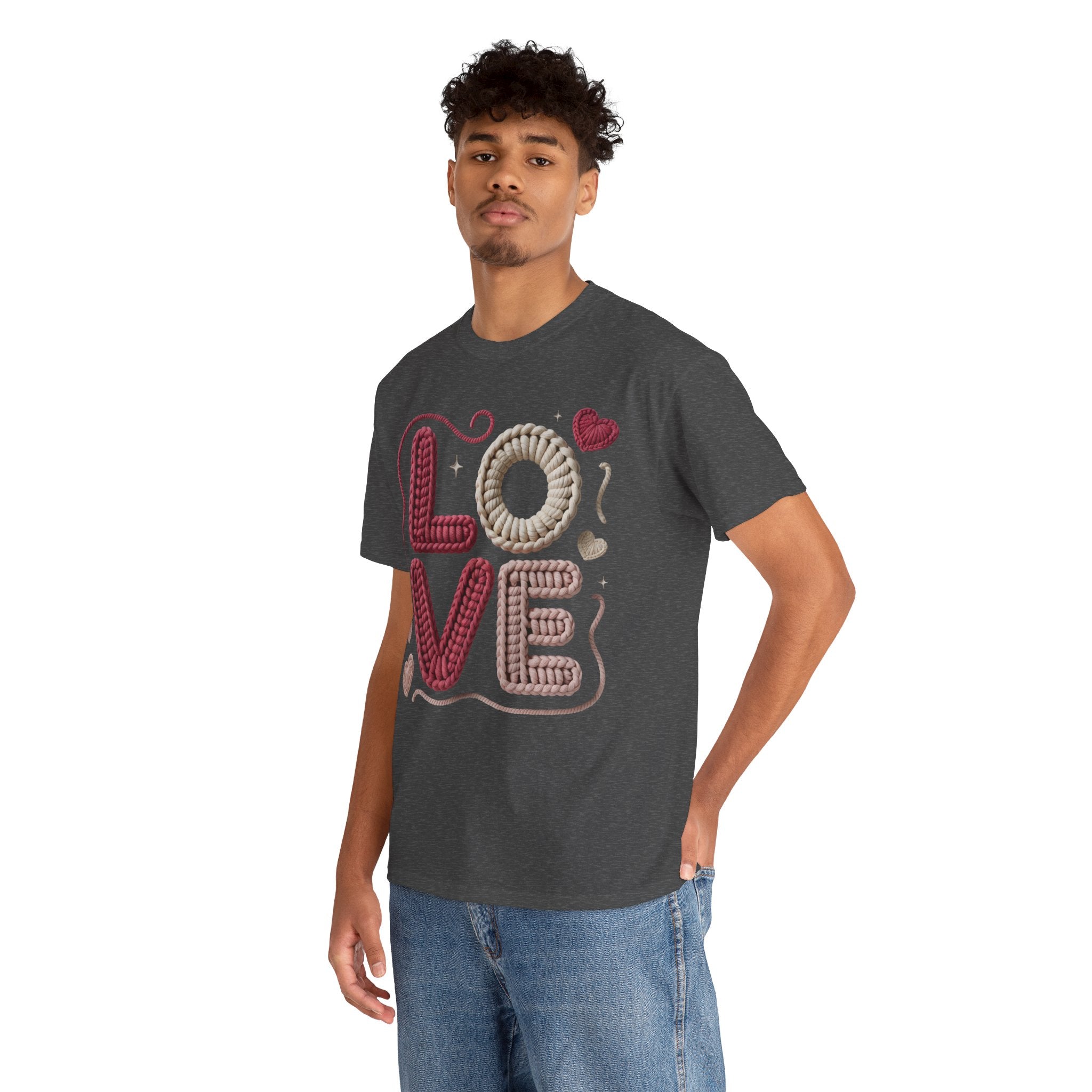 LOVE Faux Yarn Heart Unisex Cotton Tee