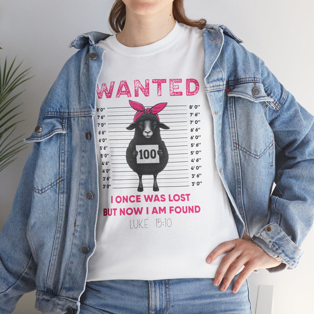 WANTED Black Sheep 'I Once Was Lost But Now I Am Found' Unisex Cotton T-Shirt