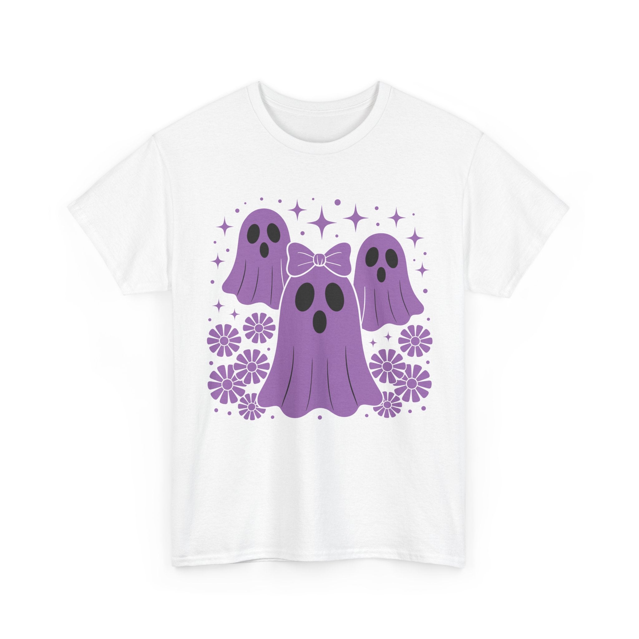 Purple Ghost Halloween Unisex Cotton Tee