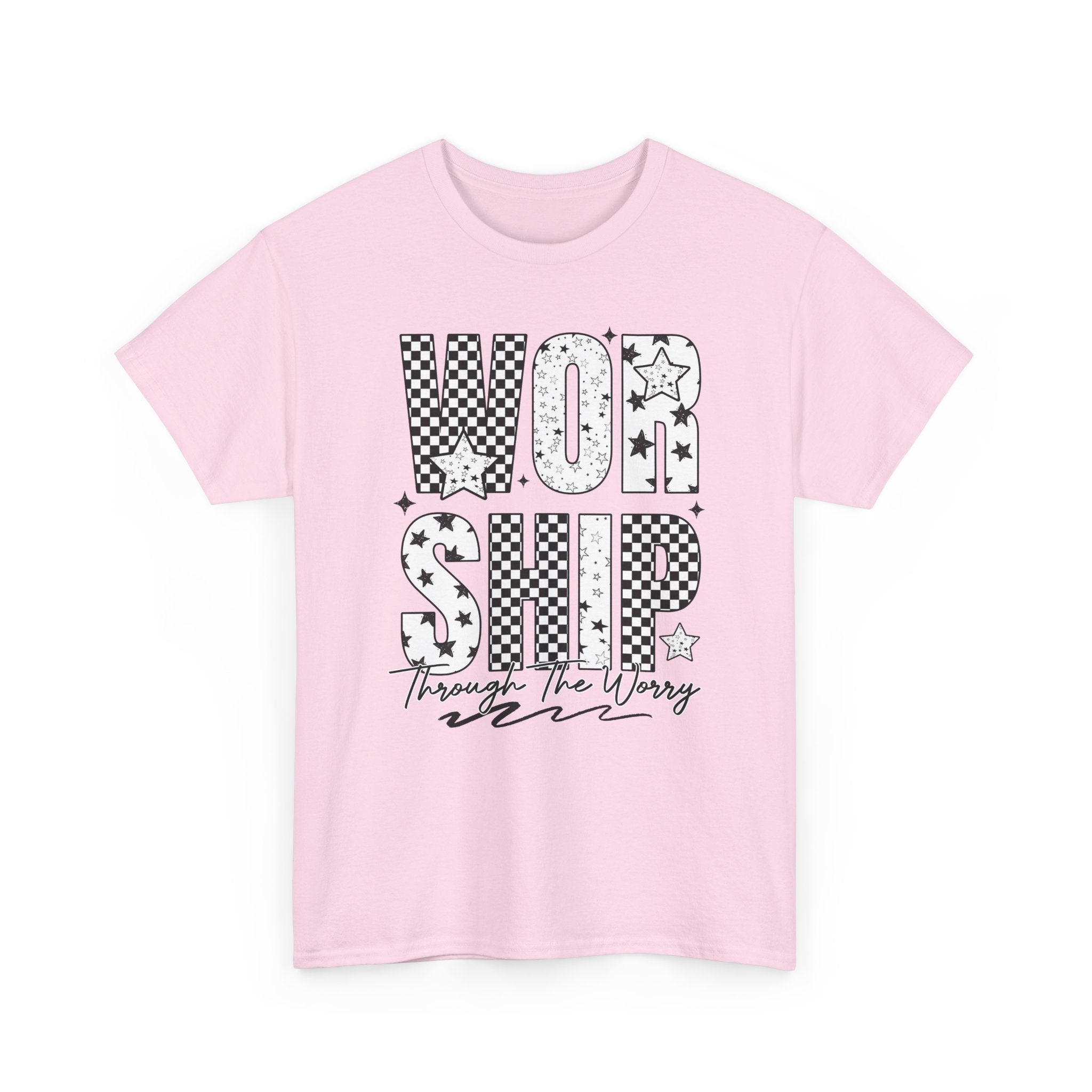 WORSHIP Through The Worry Checkerboard Unisex Cotton Tee