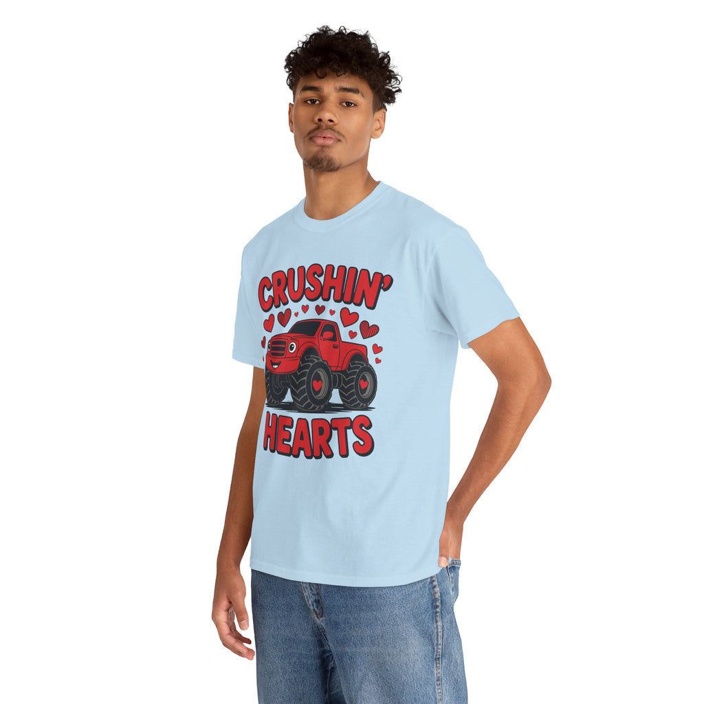 Crushin’ Hearts Valentine Monster Truck Unisex Cotton Tee