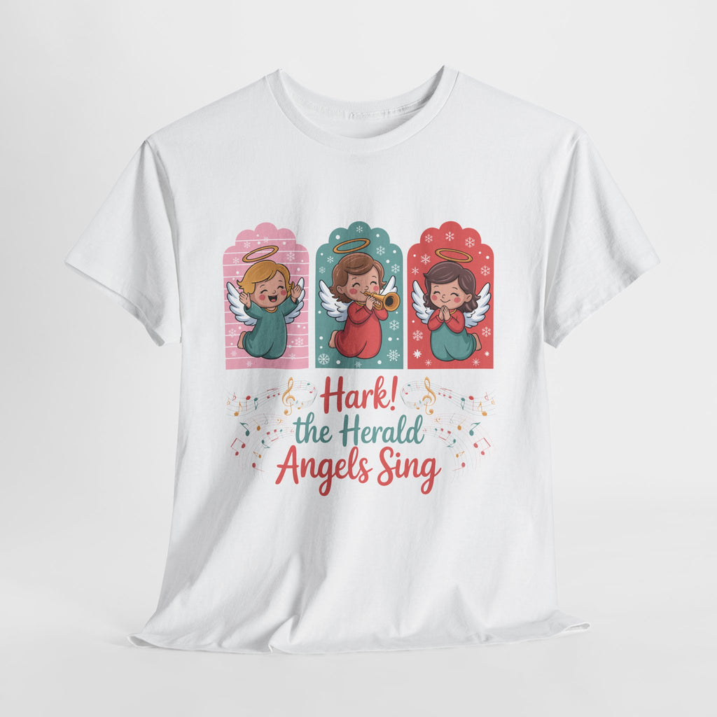 Hark! The Herald Angels Sing Tee — Three Singing Angels Christmas Unisex Cotton T-Shirt