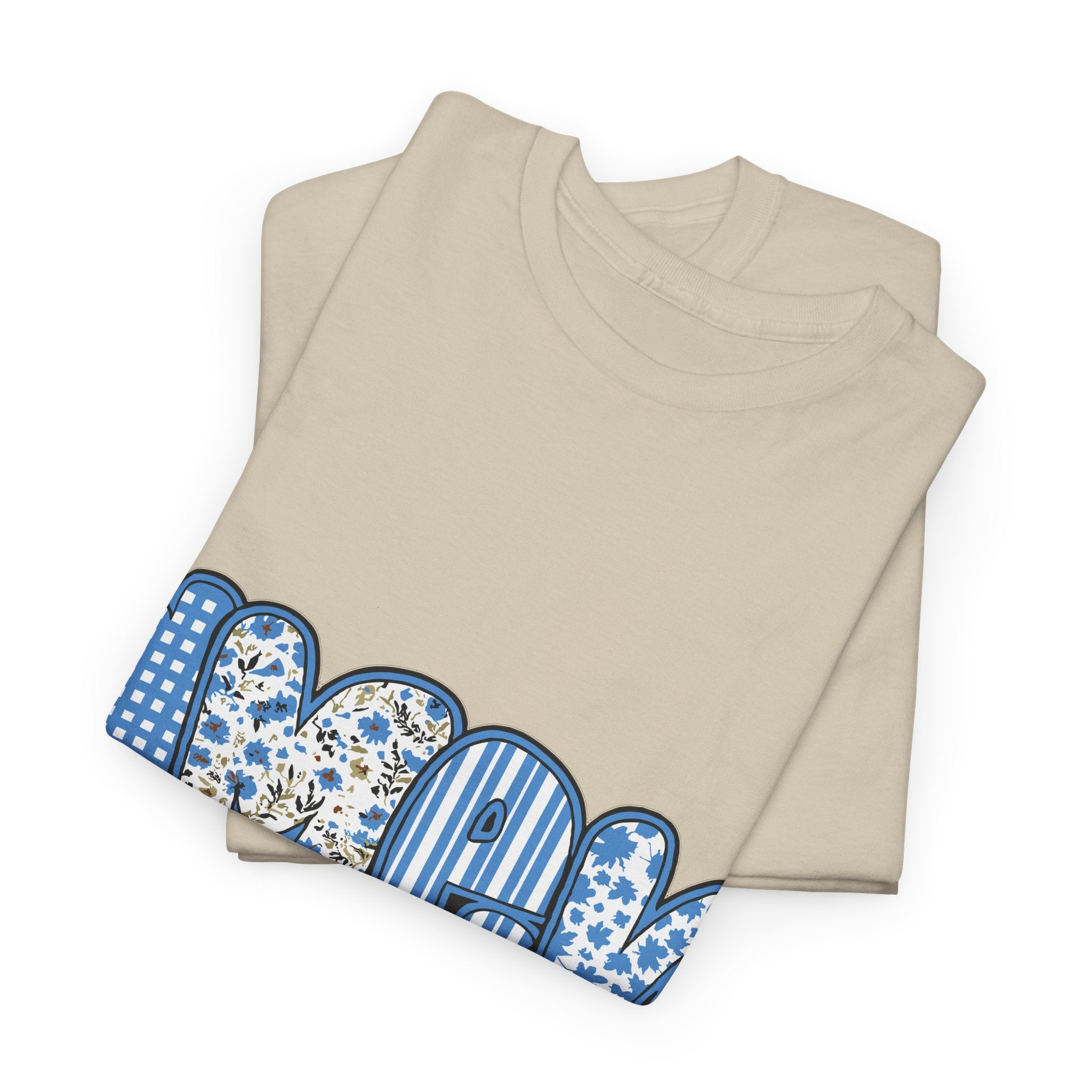 Amen Blue Floral Tee — Decorative Floral Lettering Christian Shirt Unisex Cotton Tee