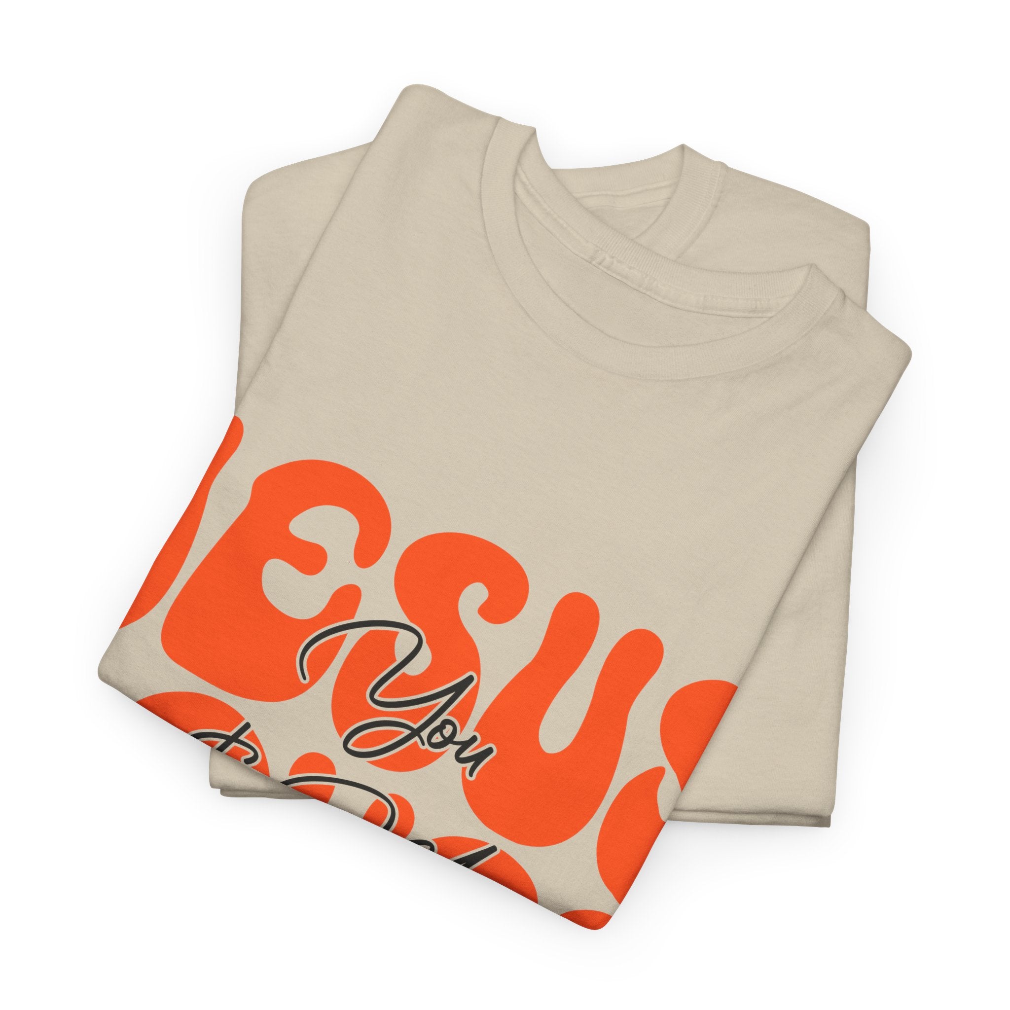 Jesus Loves You & Me Retro Tee — Playful Orange Bubbly Christian Unisex Cotton T-Shirt