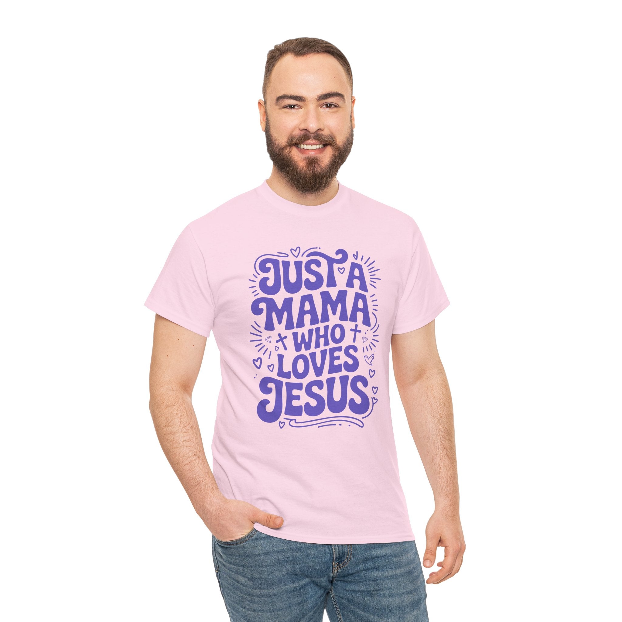 Mama Who Loves Jesus T-Shirt — Bright Green Bubbly Faith Unisex Cotton Tee
