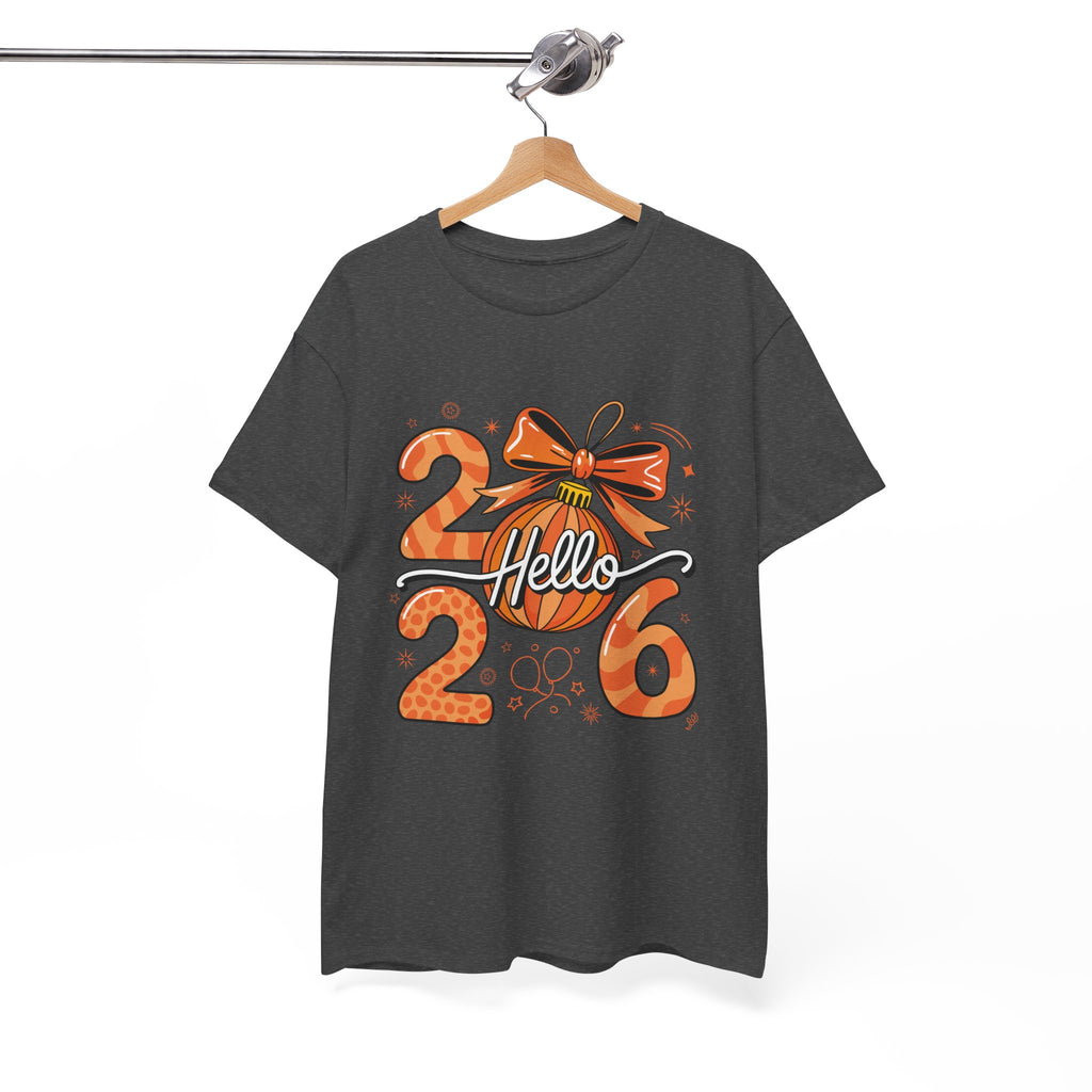 Hello 2026 Christmas Ornament Tee — Festive Orange Holiday Unisex Cotton T-Shirt