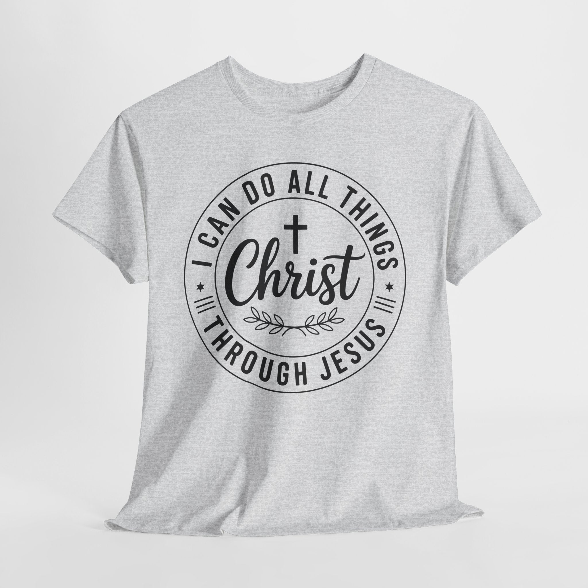 Christian Cross T‑Shirt — "I Can Do All Things Through Christ" Unisex Cotton tee