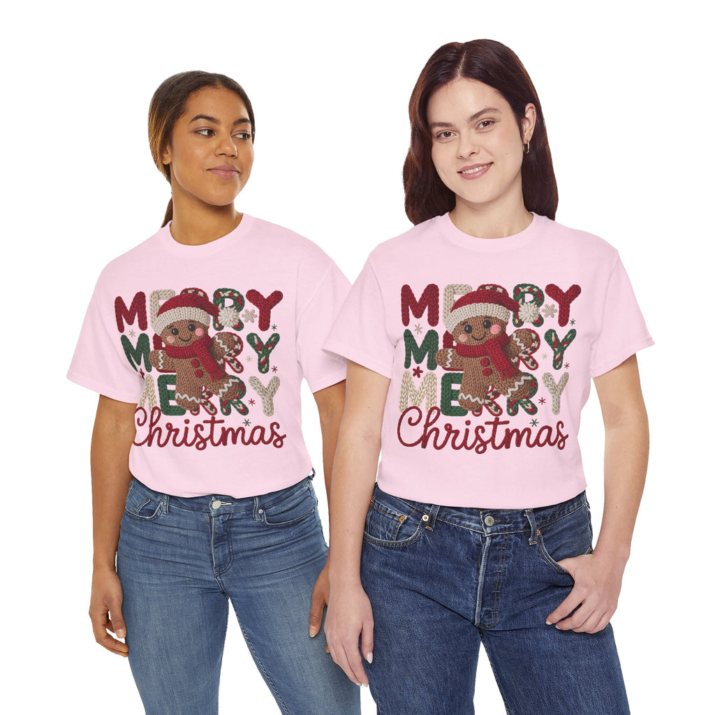 Merry Merry Merry Christmas Gingerbread Unisex Cotton Tee