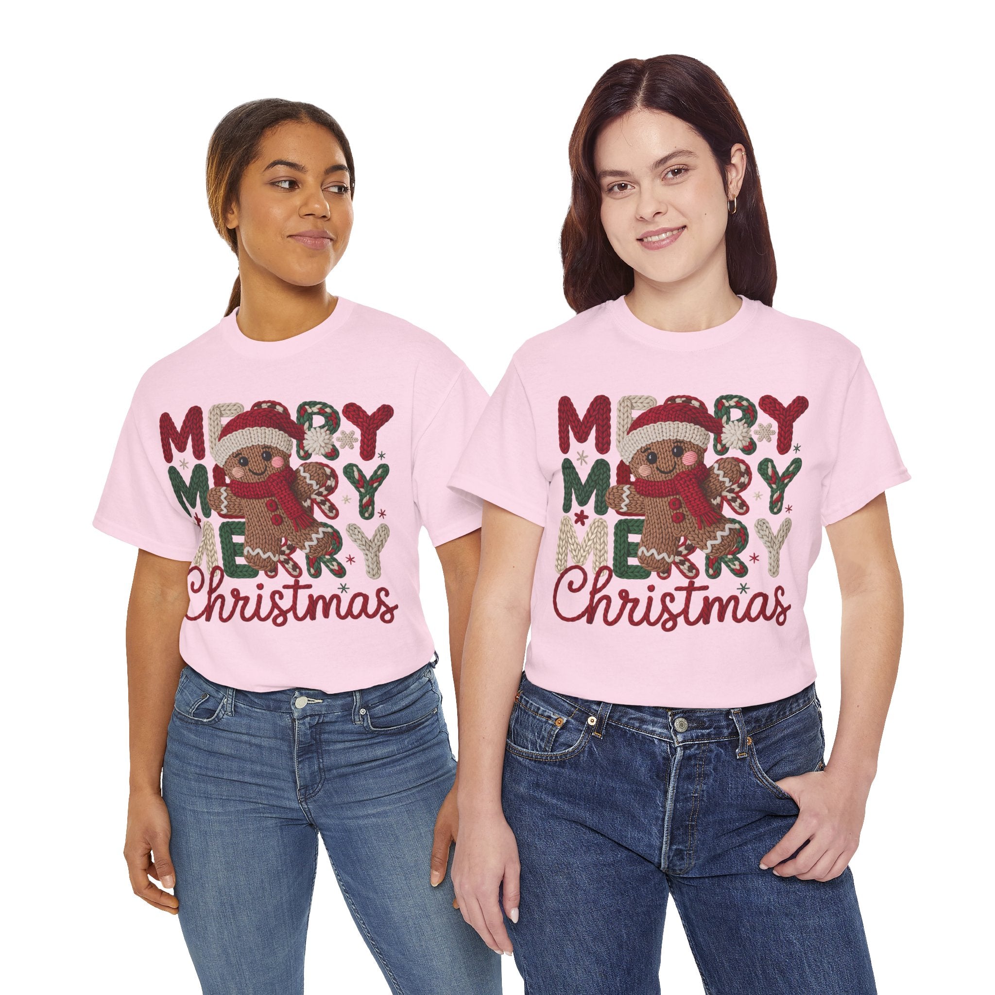 Merry Merry Merry Christmas Gingerbread Unisex Cotton Tee