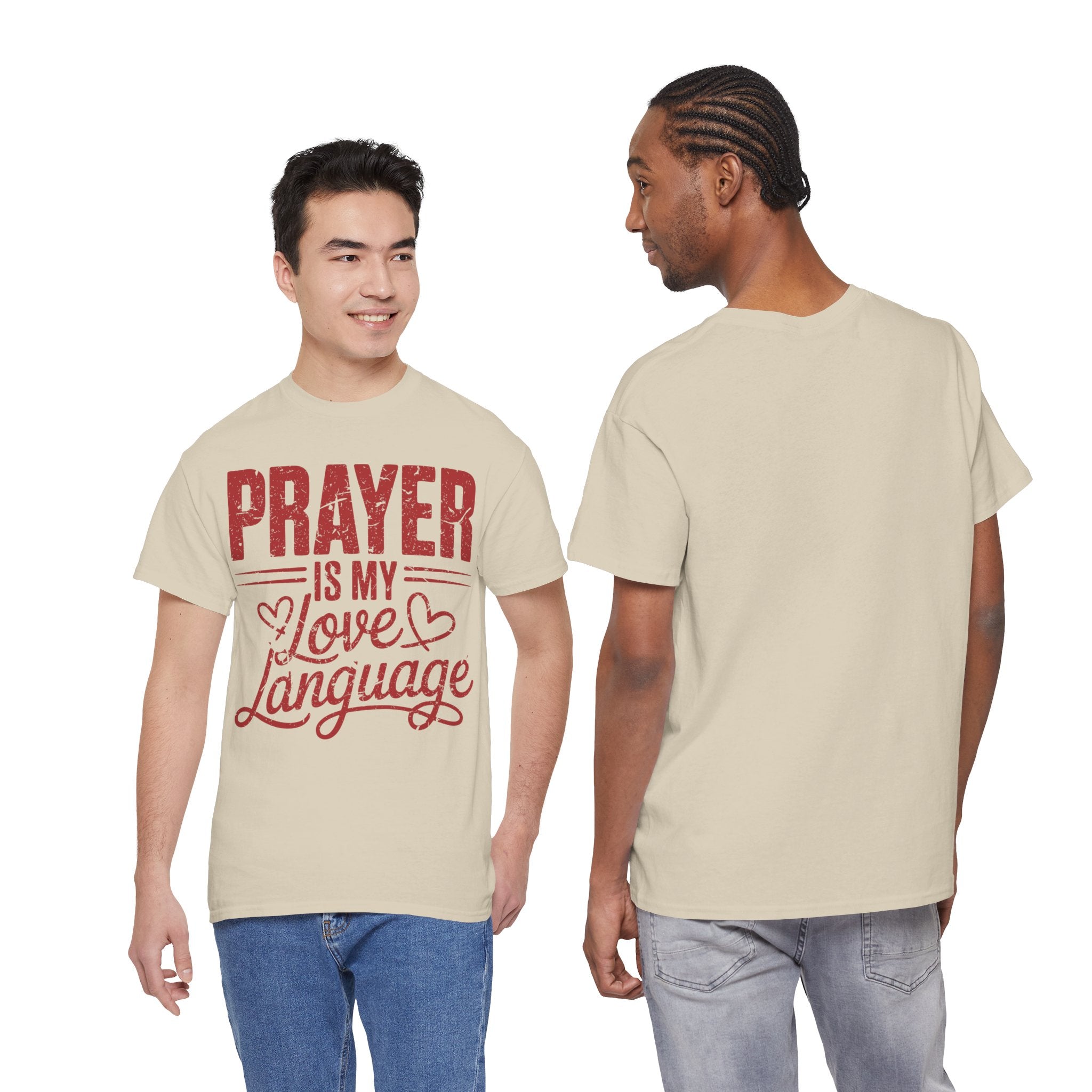 Prayer Is My Love Language T-Shirt — Faith-Inspired Red Hearts Unisex Cotton Tee