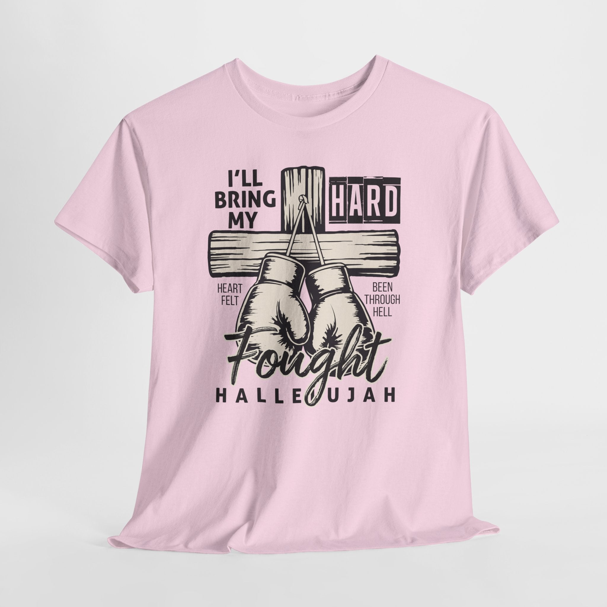 Christian Boxing Gloves Cross Tee — "I’ll Bring My Hard-Fought Heart."Unisex Cotton Tee