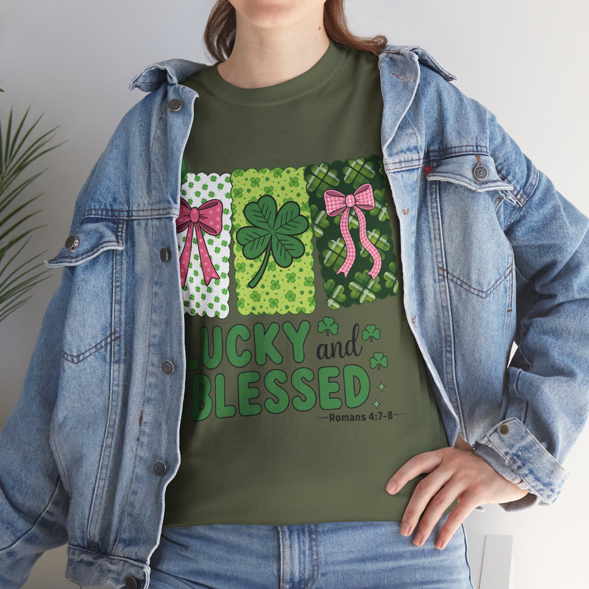 Lucky and Blessed Clover Unisex Cotton Tee