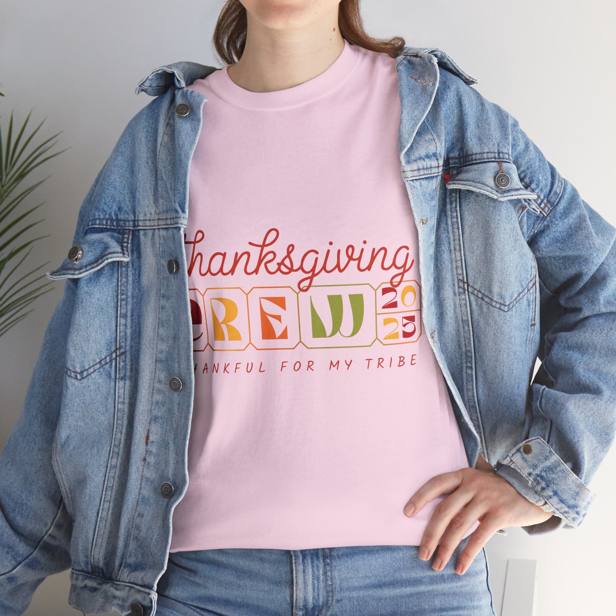 Thanksgiving Crew 2025 Tee — "Thankful for My Tribe" Autumn Holiday Unisex Cotton Tshirt