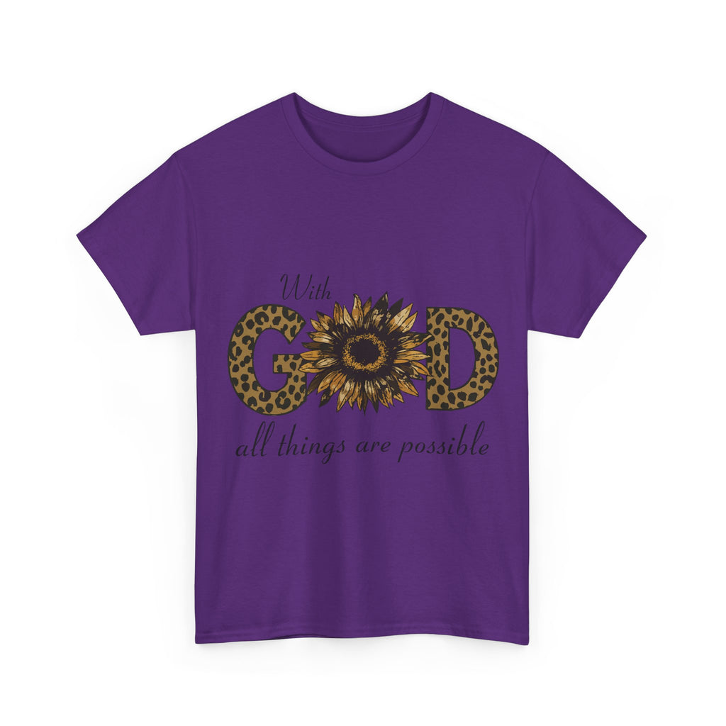 GOD Leopard Print Sunflower Unisex Cotton Tee