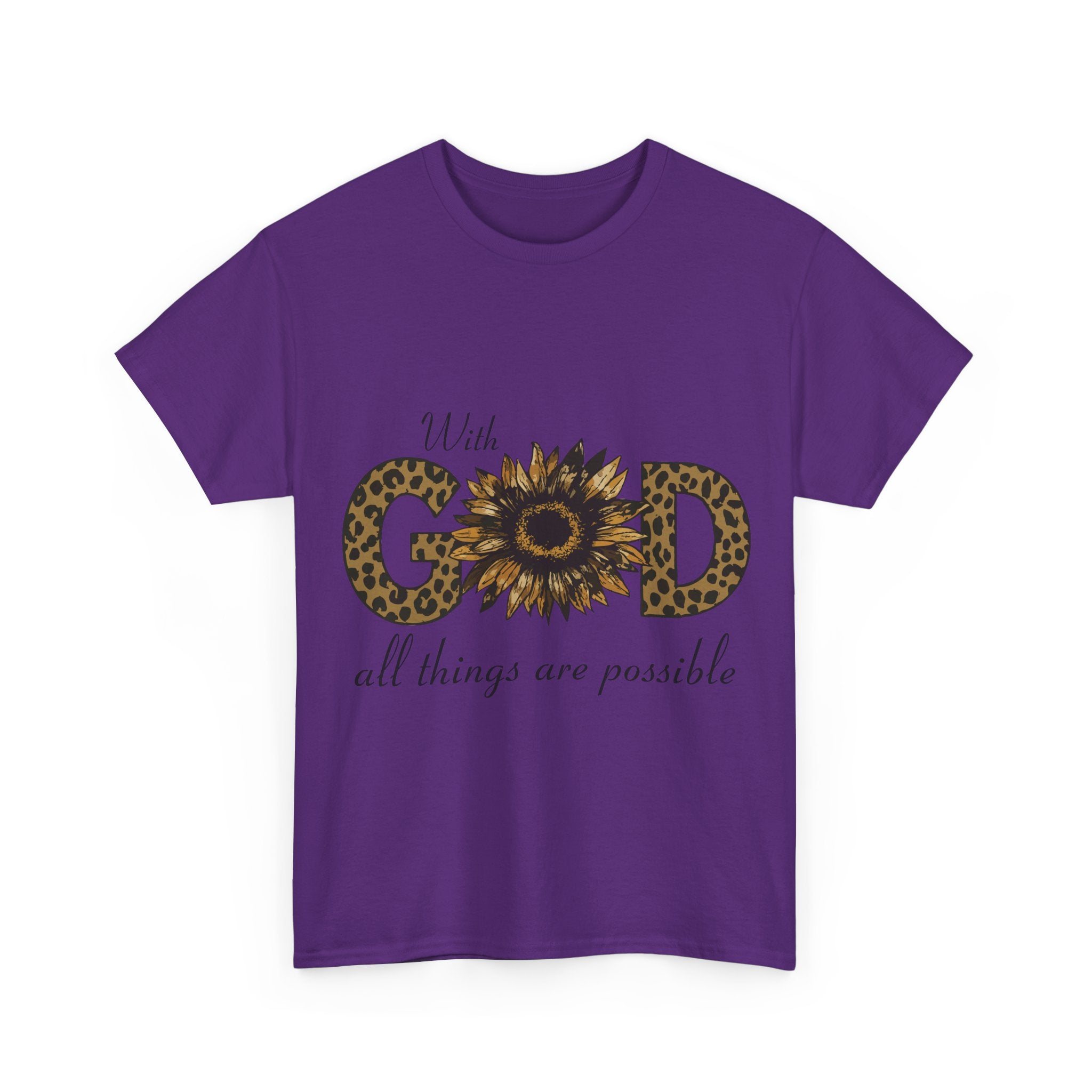 GOD Leopard Print Sunflower Unisex Cotton Tee