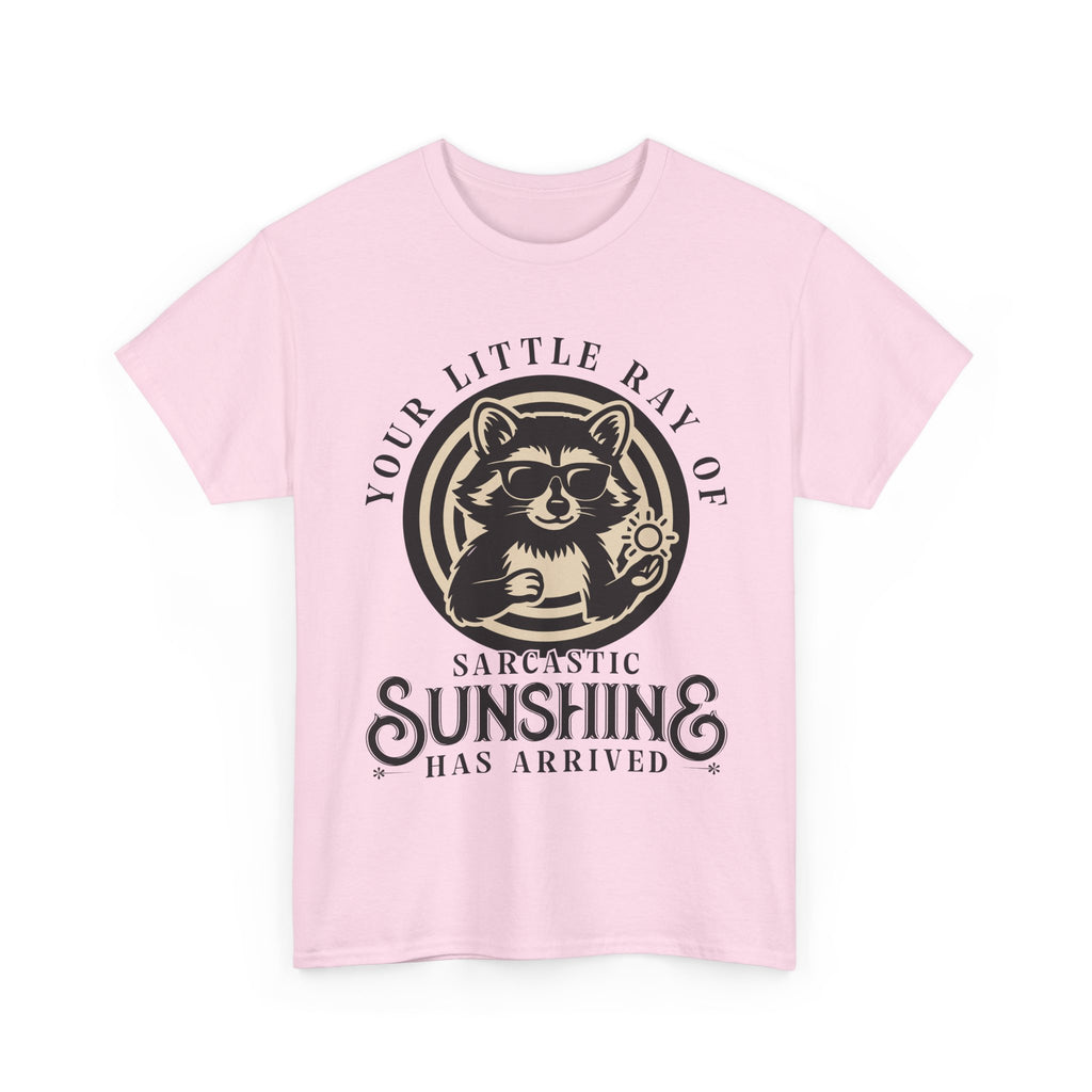 Cool Raccoon Sunglasses T-Shirt — Raccoon Holding Sun Graphic Unisex Cotton Tee