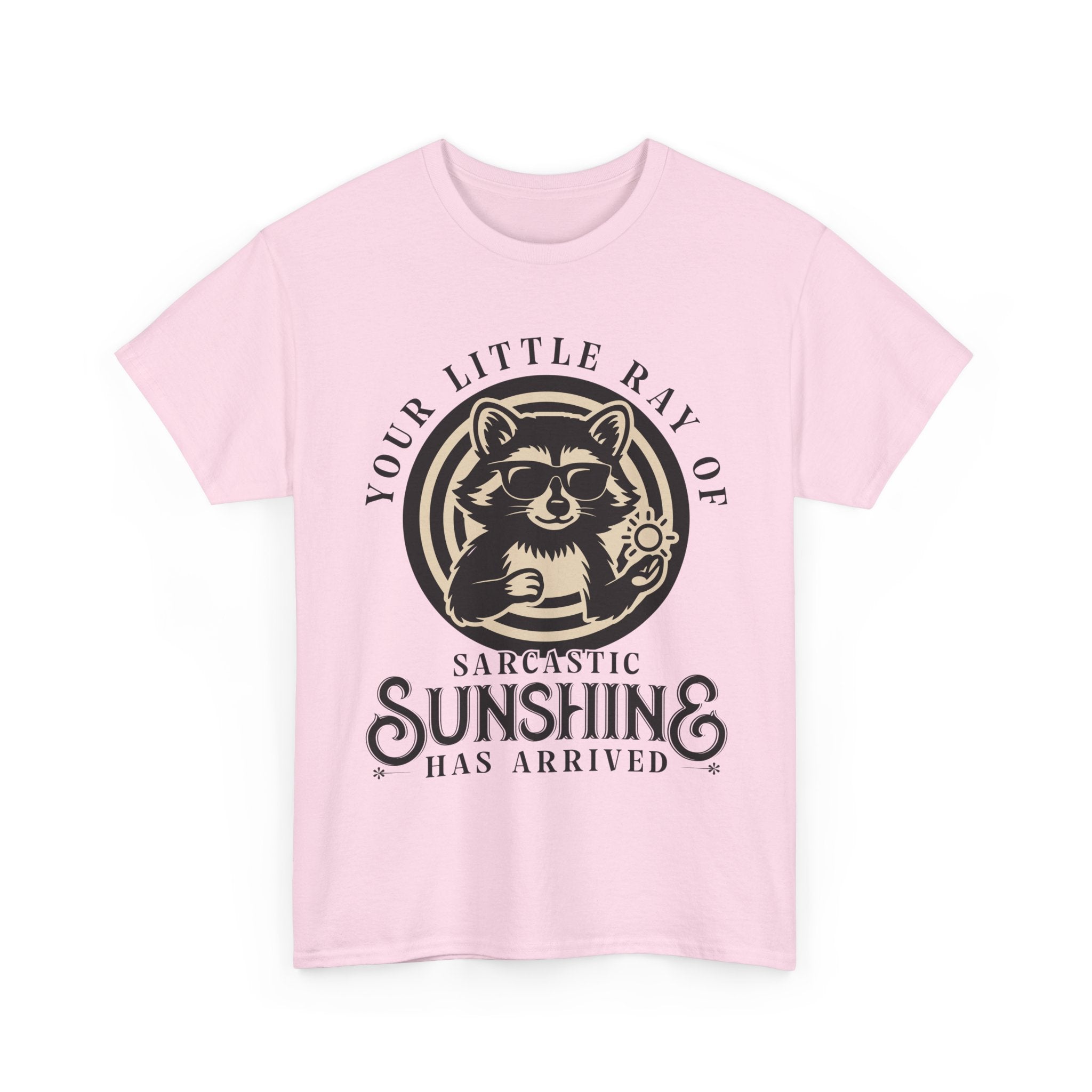 Cool Raccoon Sunglasses T-Shirt — Raccoon Holding Sun Graphic Unisex Cotton Tee