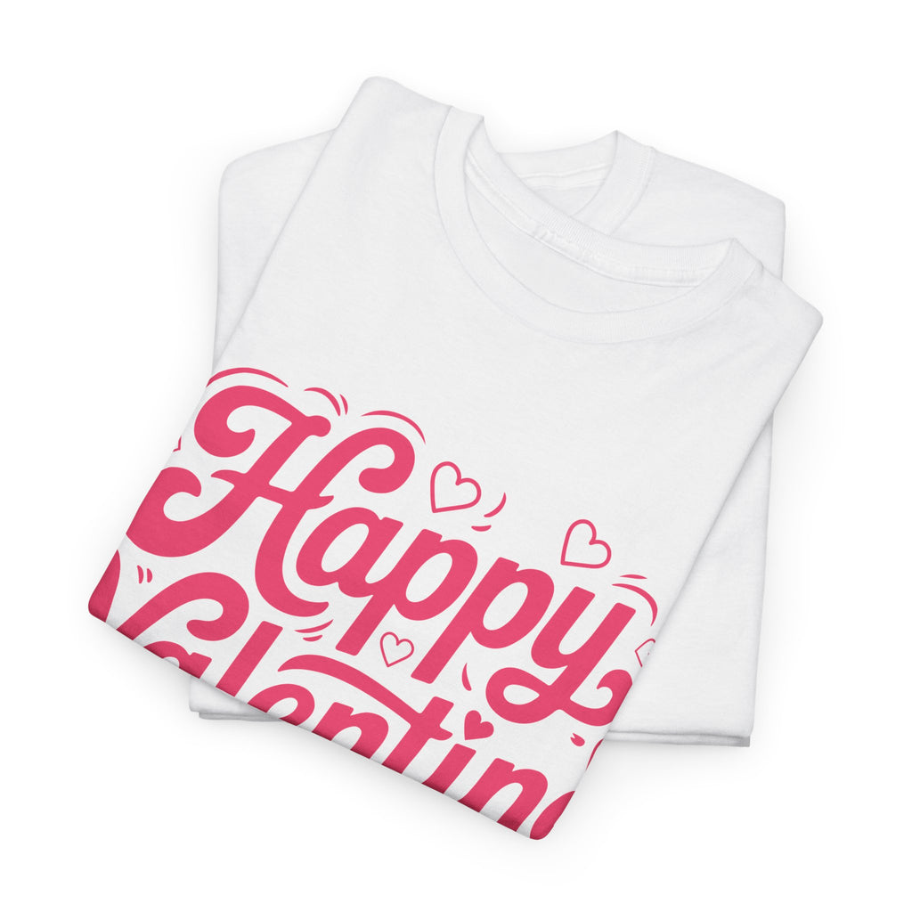Happy Valentine Day Tee — Pink Heart & Love Icons Valentine's Unisex Cotton Shirt