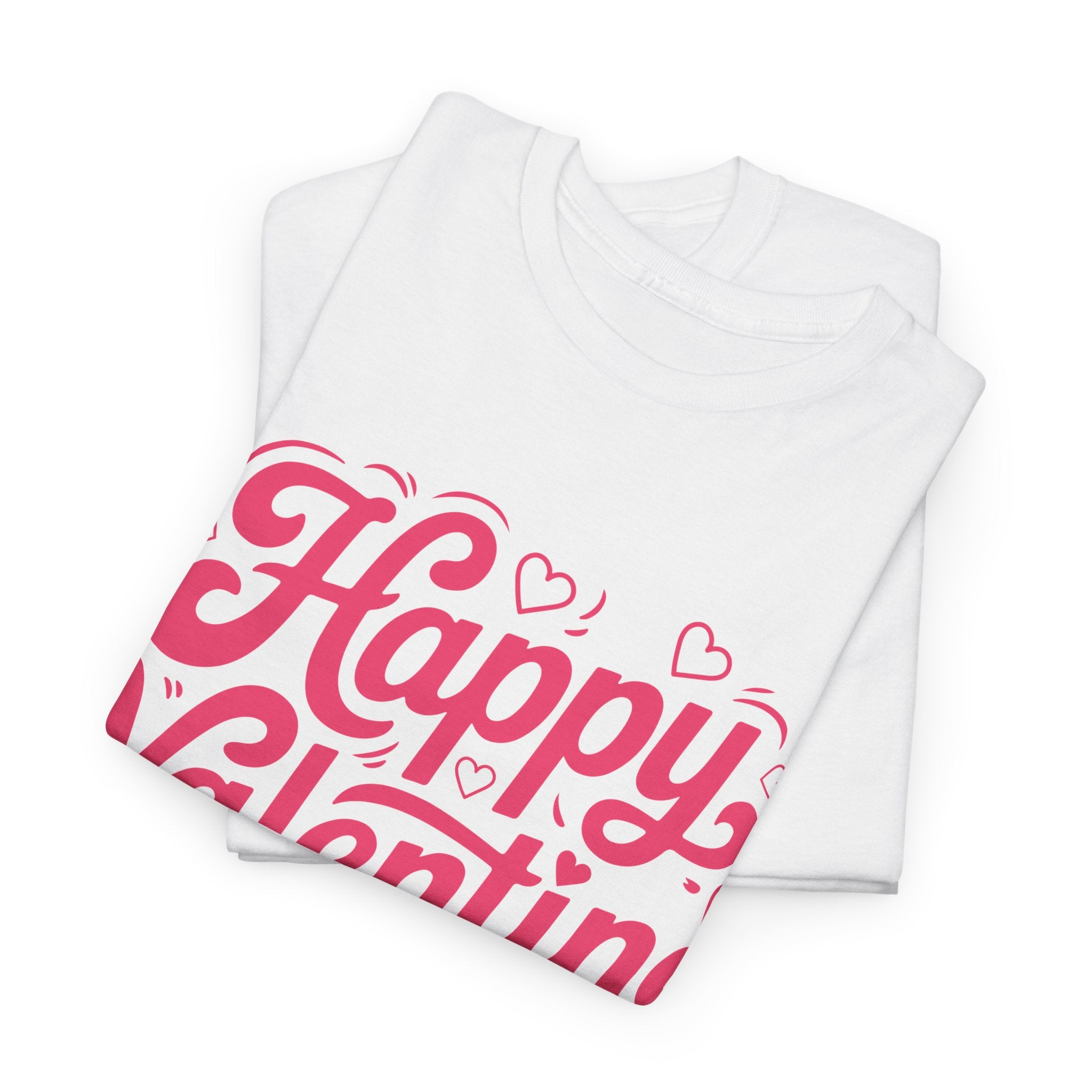 Happy Valentine Day Tee — Pink Heart & Love Icons Valentine's Unisex Cotton Shirt