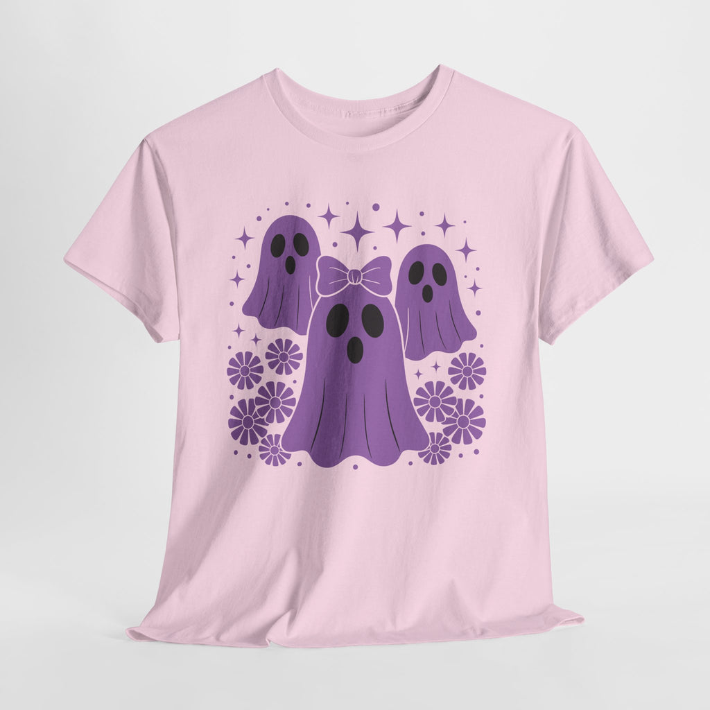 Purple Ghost Halloween Unisex Cotton Tee