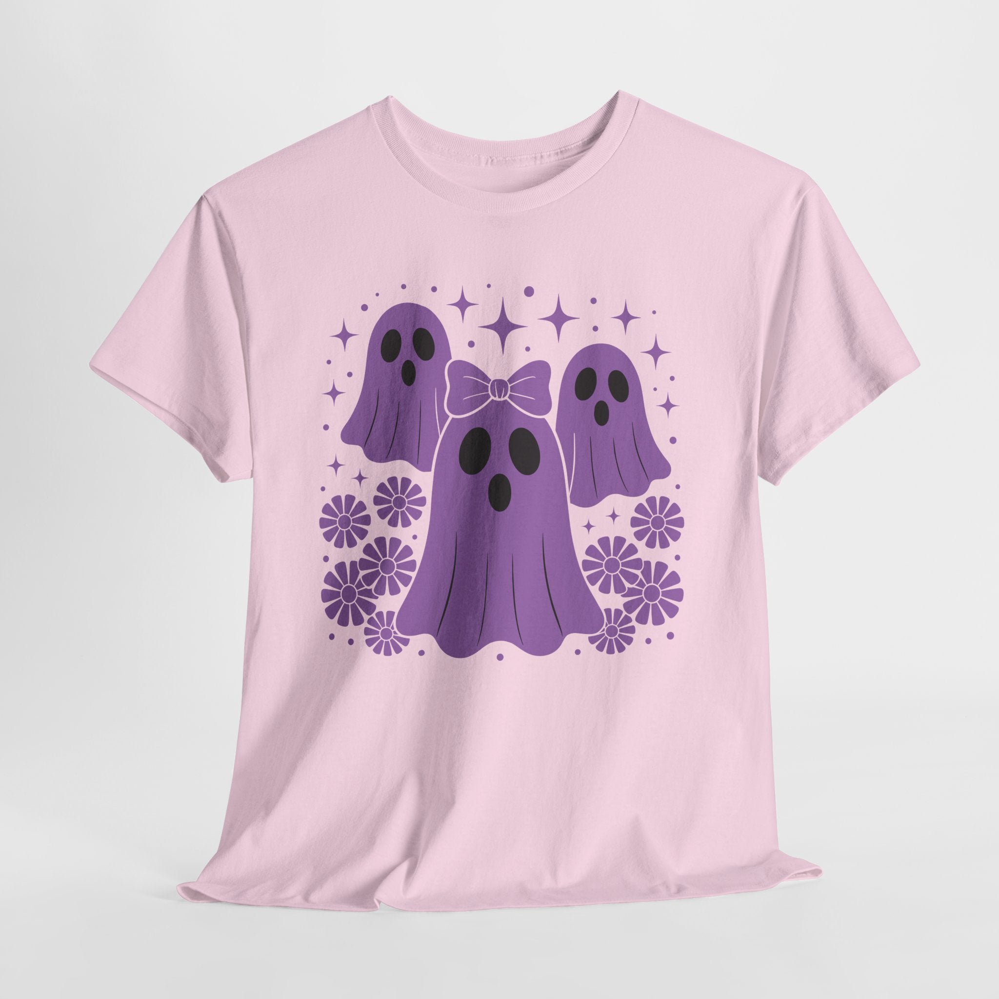 Purple Ghost Halloween Unisex Cotton Tee