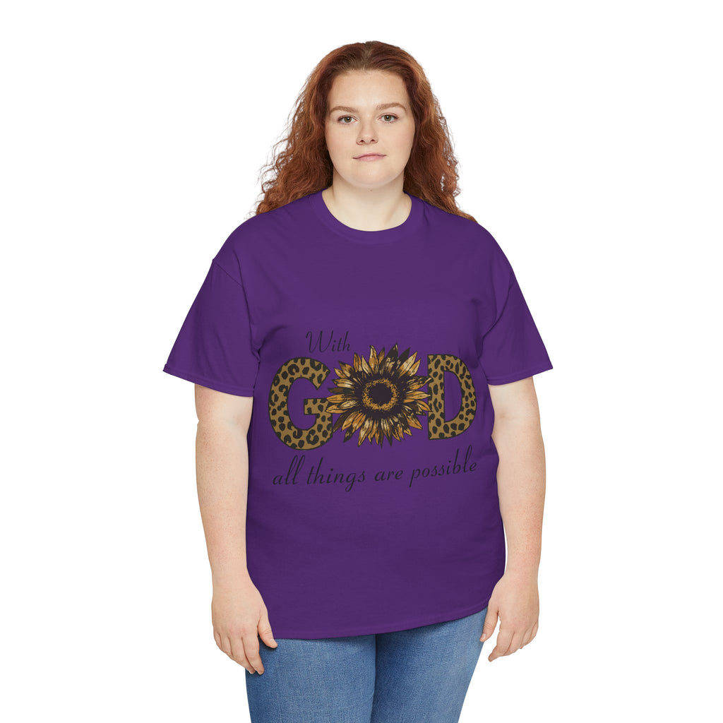 GOD Leopard Print Sunflower Unisex Cotton Tee