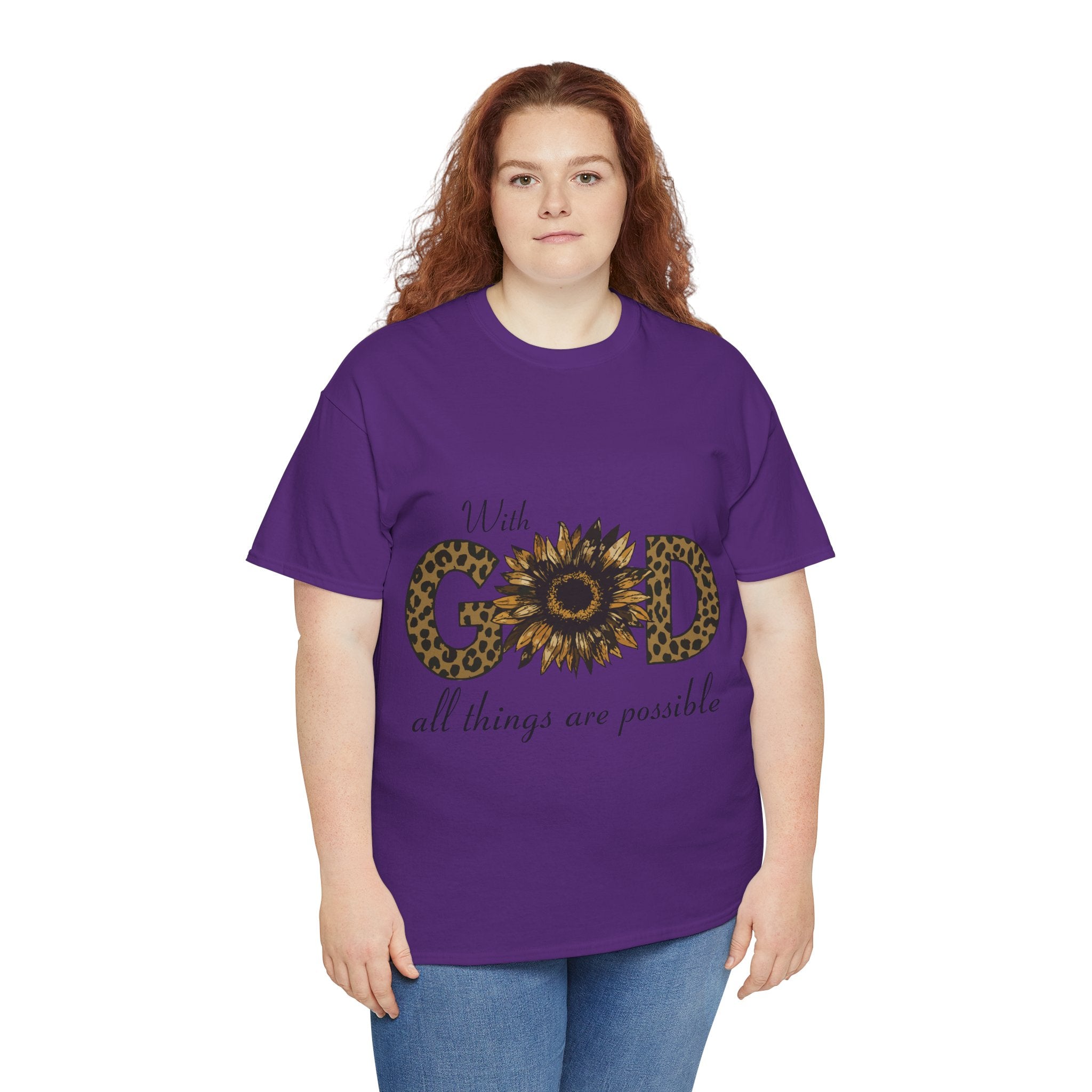 GOD Leopard Print Sunflower Unisex Cotton Tee