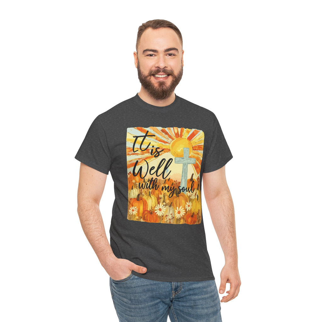 It Is Well With My Soul Pumpkin Sunrise Unisex Cotton T-Shirt