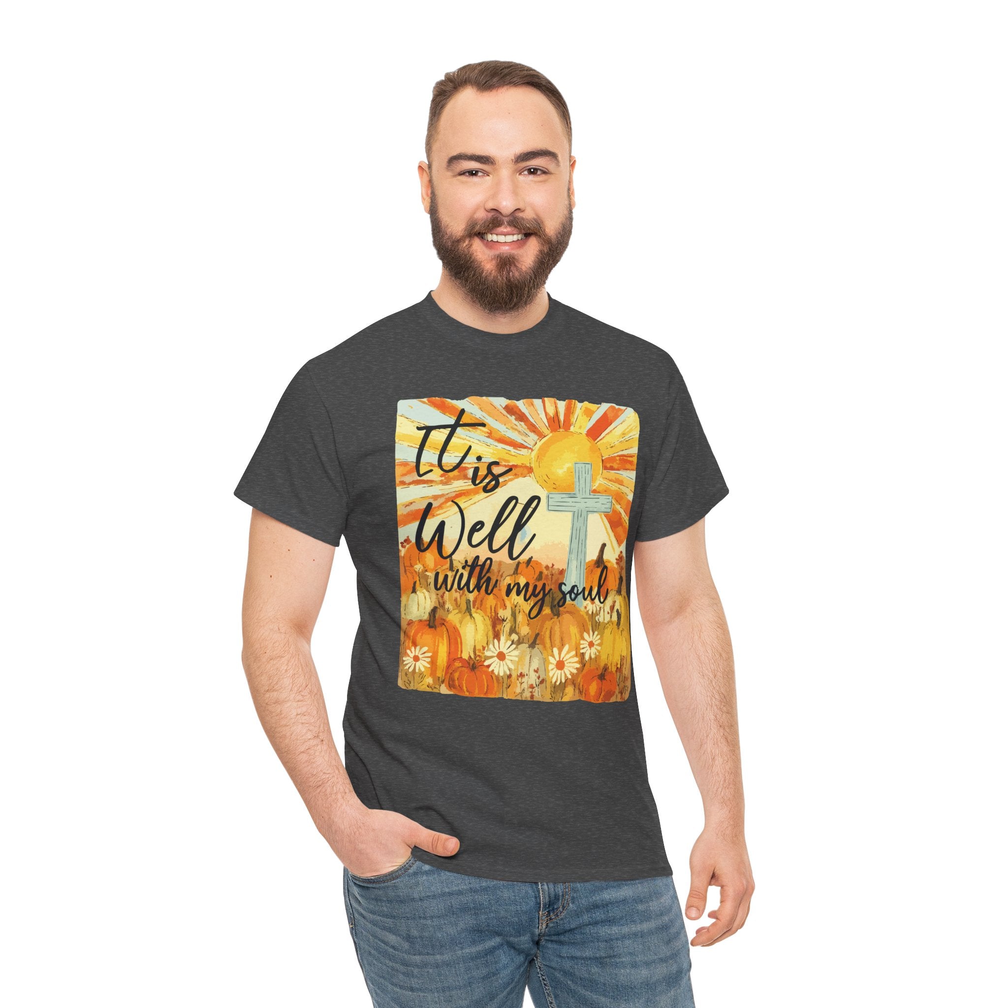It Is Well With My Soul Pumpkin Sunrise Unisex Cotton T-Shirt