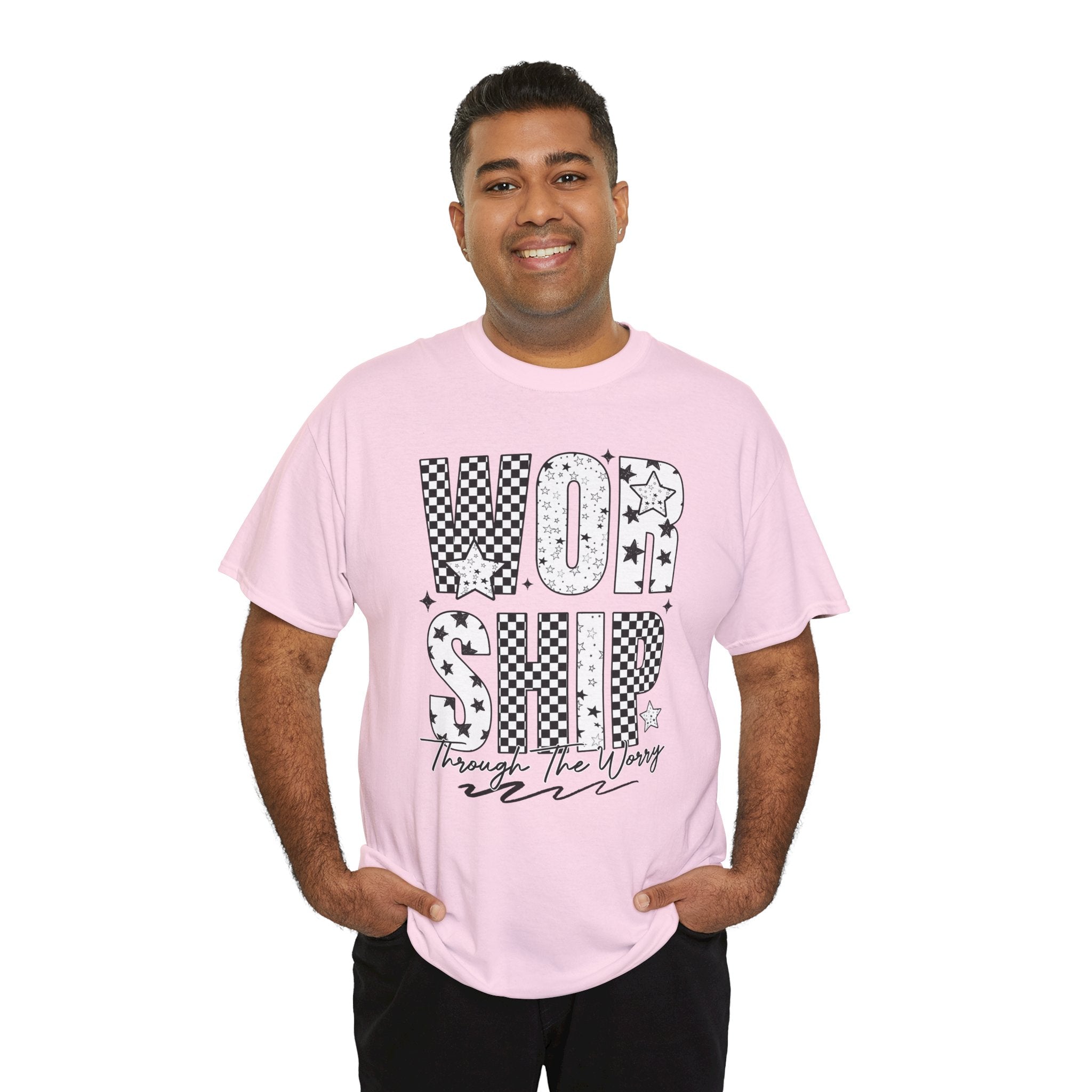 WORSHIP Through The Worry Checkerboard Unisex Cotton Tee