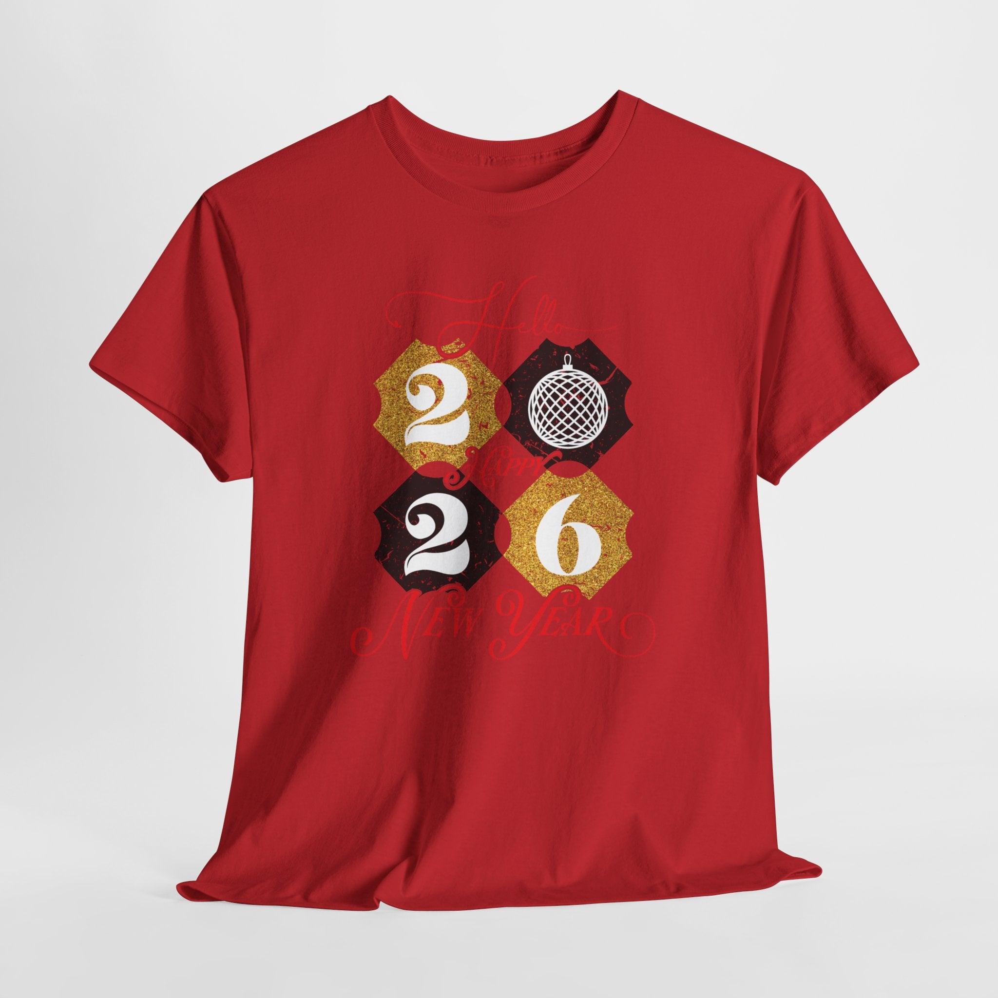 2026 Happy New Year Pink Varsity Tee — Fireworks Party Graphic.Unisex Cotton Tee