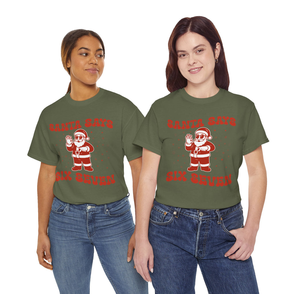 Retro 'Santa Says Six Seven' Christmas Unisex Cotton Tee