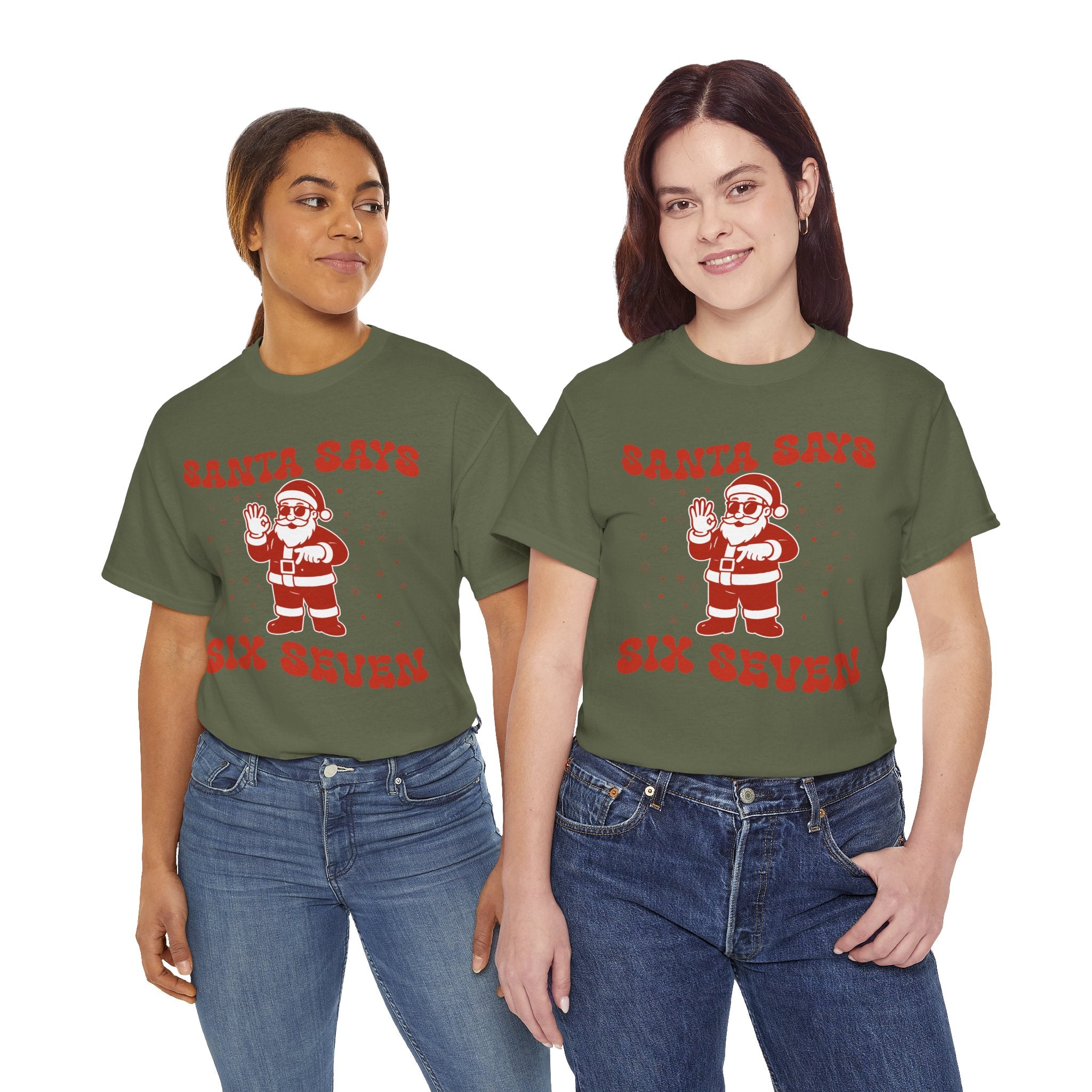 Retro 'Santa Says Six Seven' Christmas Unisex Cotton Tee