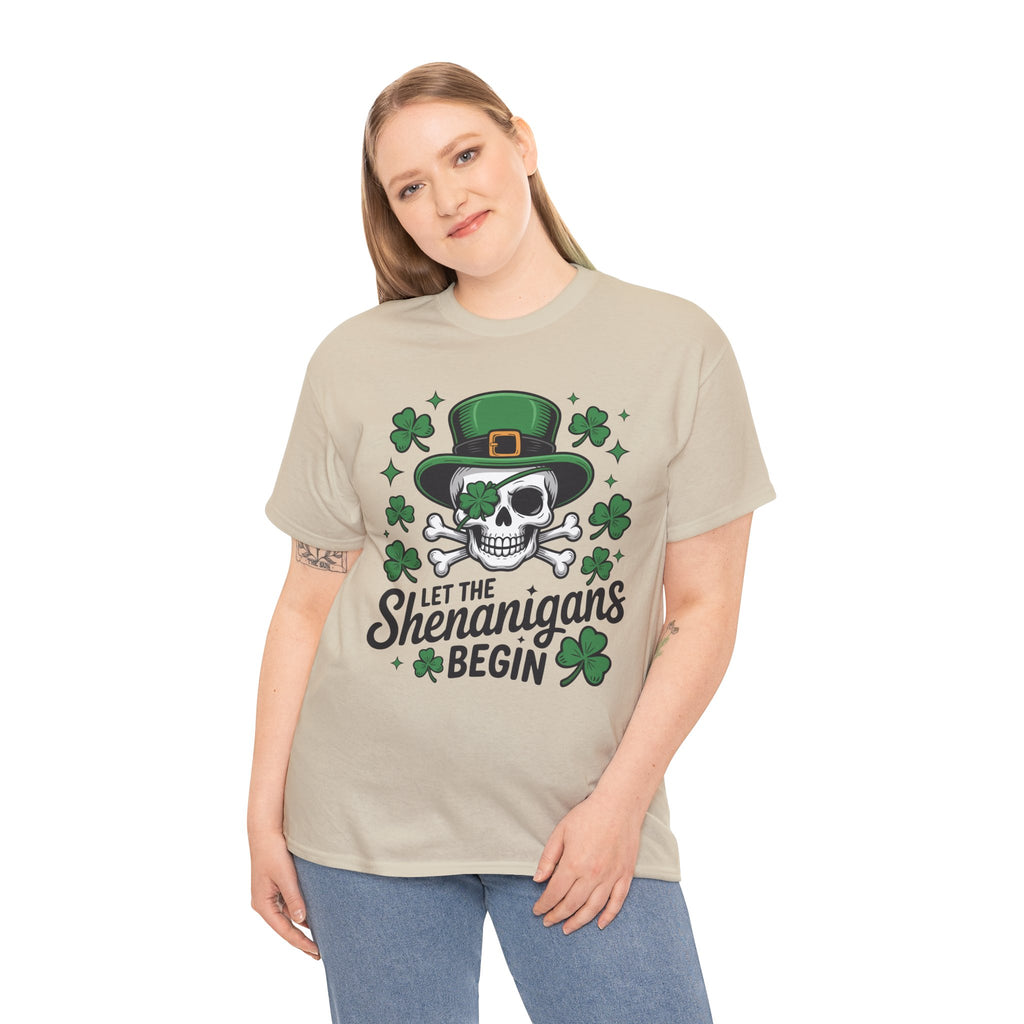 Let the Shenanigans Begin — Leprechaun Skull Unisex Cotton T-Shirt