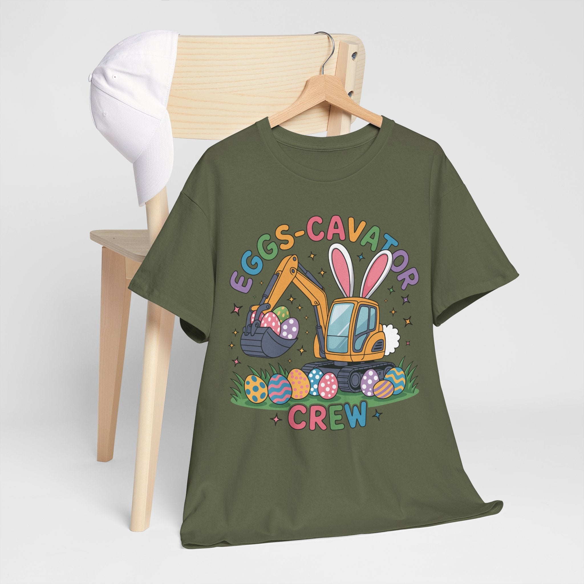 Easter 'Eggs-cavator Crew' Kids Tee — Excavator Bunny & Eggs Unisex Cotton Tee