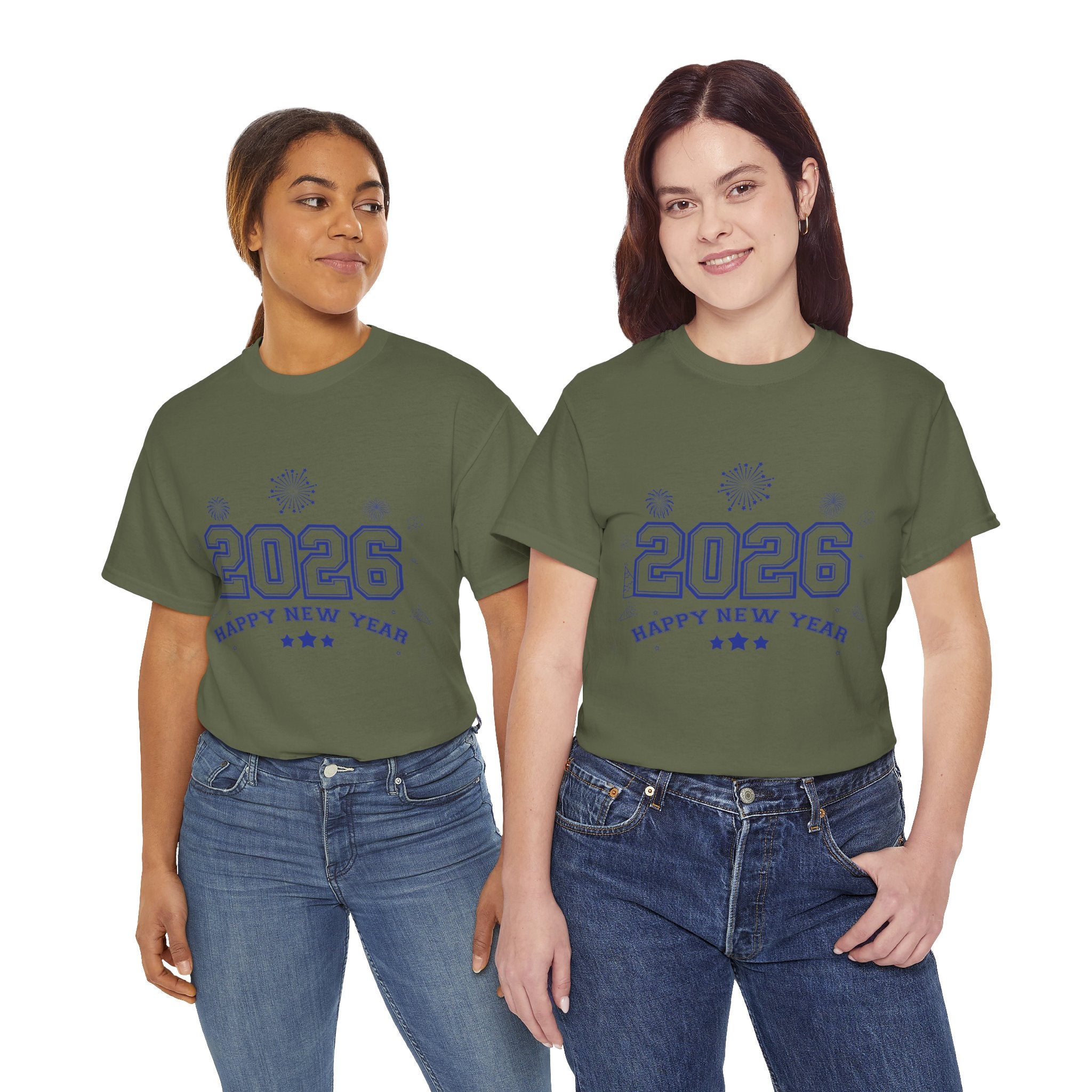 Happy New Year 2026 Varsity Tee — Fireworks & Confetti Celebration Unisex Cotton Tee