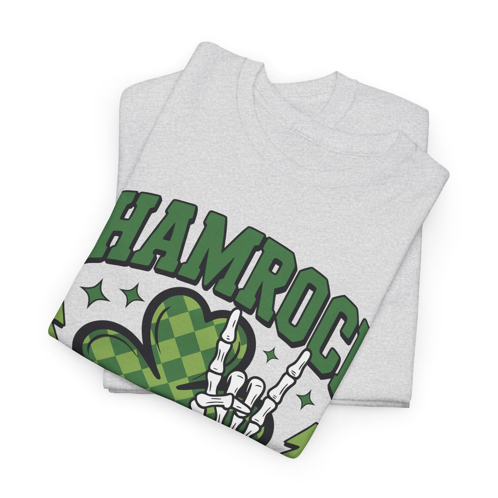 Shamrock and Roll Tee — Skeleton Hand & Lightning St. Patrick’s Rock Unisex Cotton Shirt