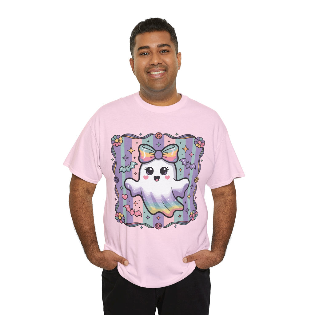 Pastel Ghost Rainbow Bow Unisex Cotton Tee