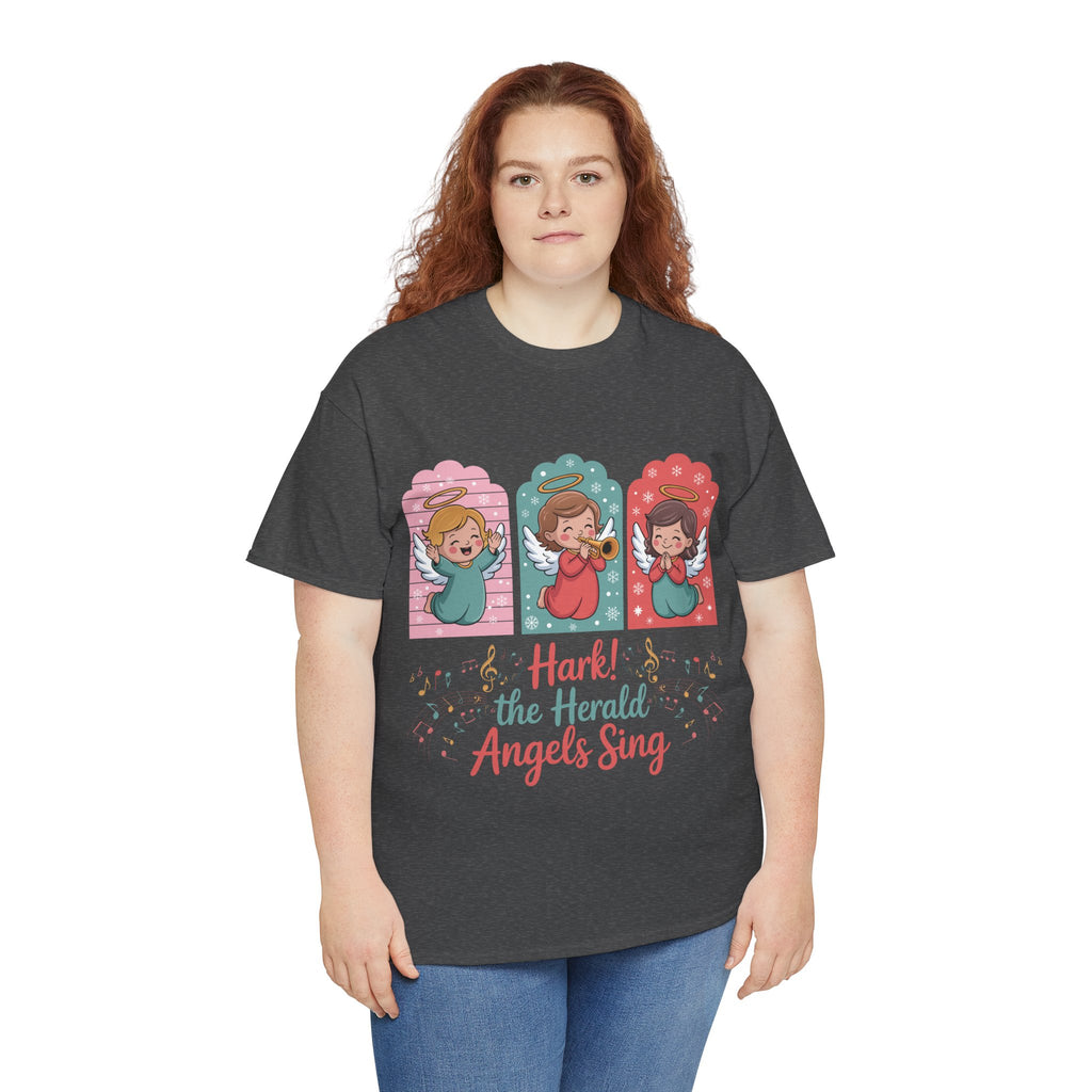 Hark! The Herald Angels Sing Tee — Three Singing Angels Christmas Unisex Cotton T-Shirt