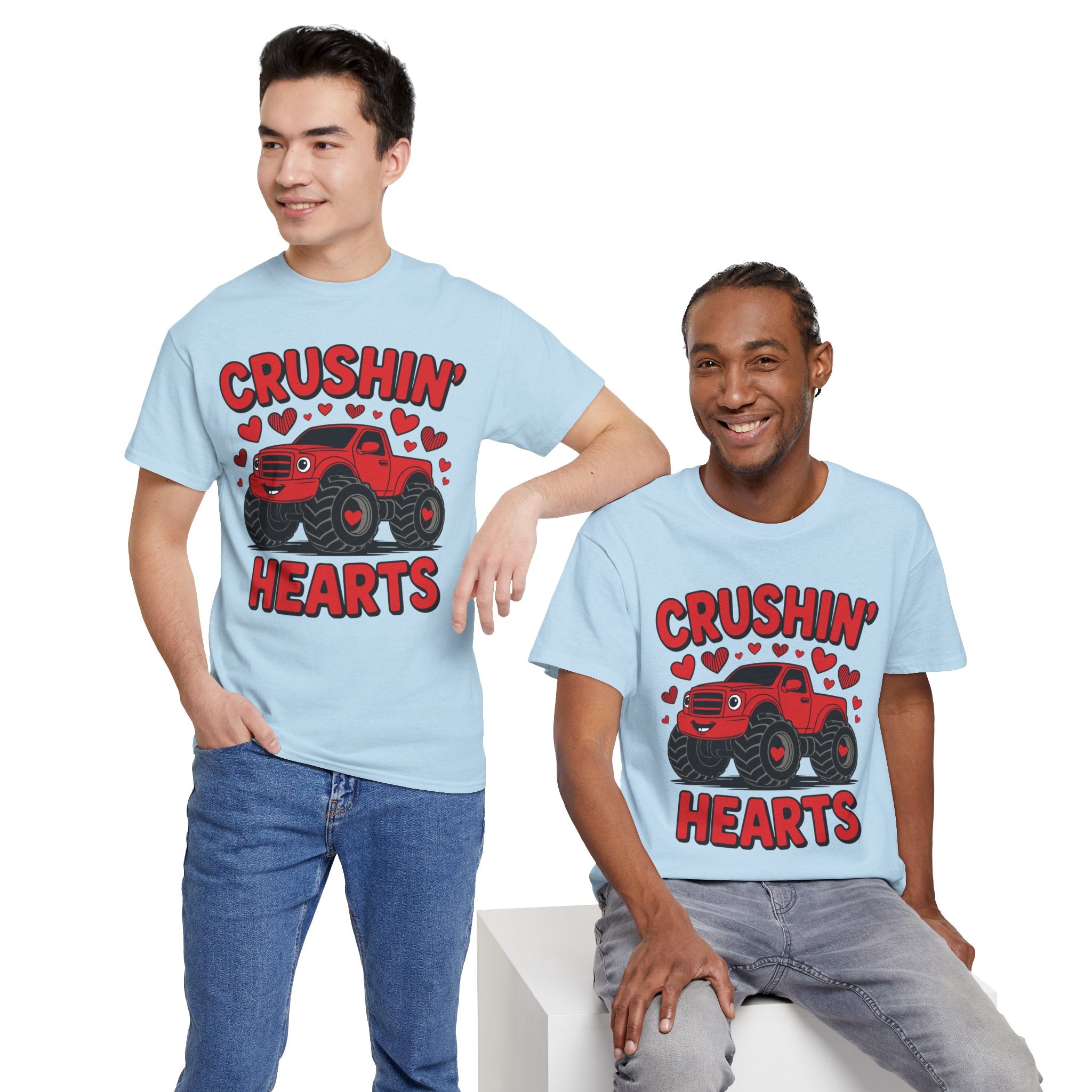 Crushin’ Hearts Valentine Monster Truck Unisex Cotton Tee